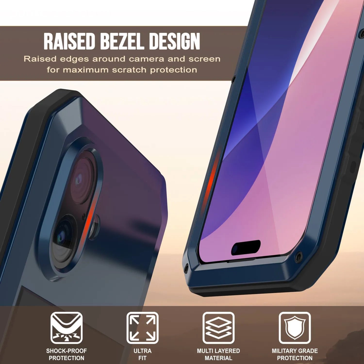 iPhone 17 Metal Case, Heavy Duty Military Grade Armor Cover [shock proof] Full Body Hard [Blue]