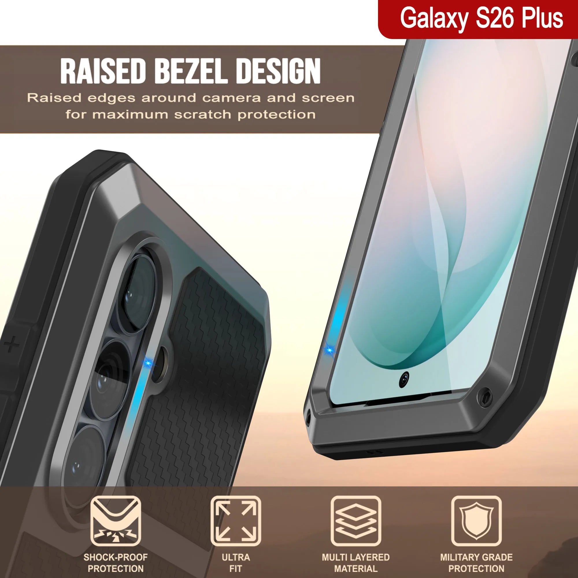 Galaxy S26 Plus Metal Case, Heavy Duty Military Grade Armor Cover [shock proof] Full Body Hard [Silver]
