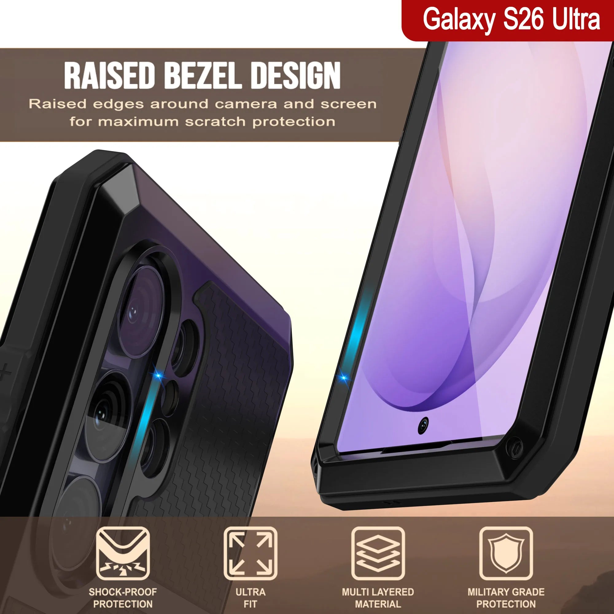 Galaxy S26 Ultra Metal Case, Heavy Duty Military Grade Armor Cover [shock proof] Full Body Hard [Black]