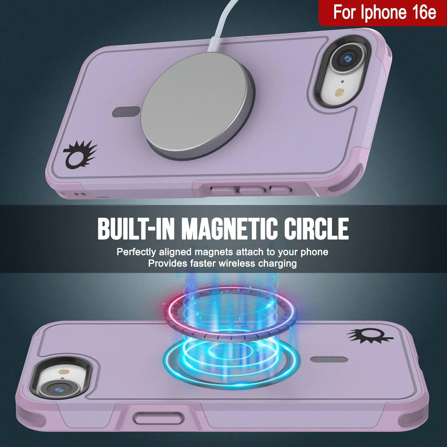 PunkCase iPhone 16e Case, [Spartan 2.0 Series] Clear Rugged Heavy Duty Cover W/Built in Screen Protector [lilac]