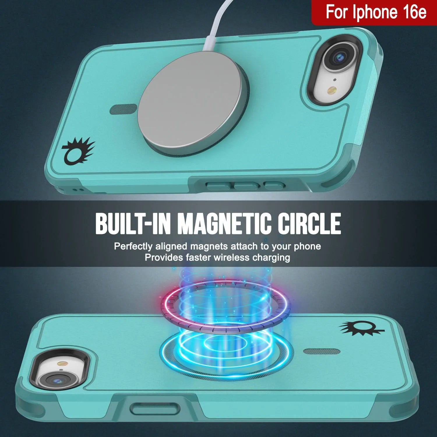 PunkCase iPhone 16e Case, [Spartan 2.0 Series] Clear Rugged Heavy Duty Cover W/Built in Screen Protector [Blue]