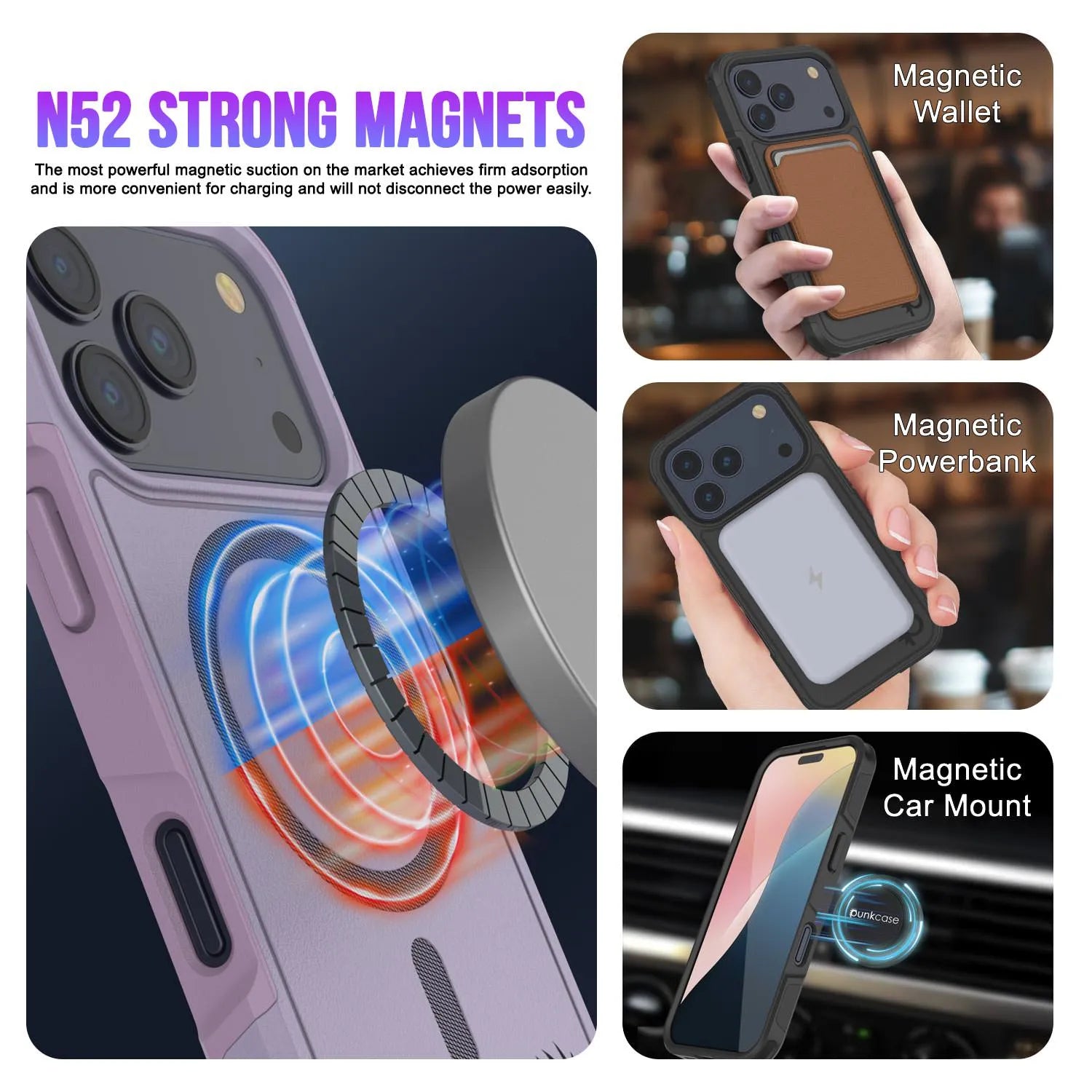 PunkCase iPhone 17 Pro Case, [Spartan 2.0 Series] Clear Rugged Heavy Duty Cover W/Built in Screen Protector [lilac]