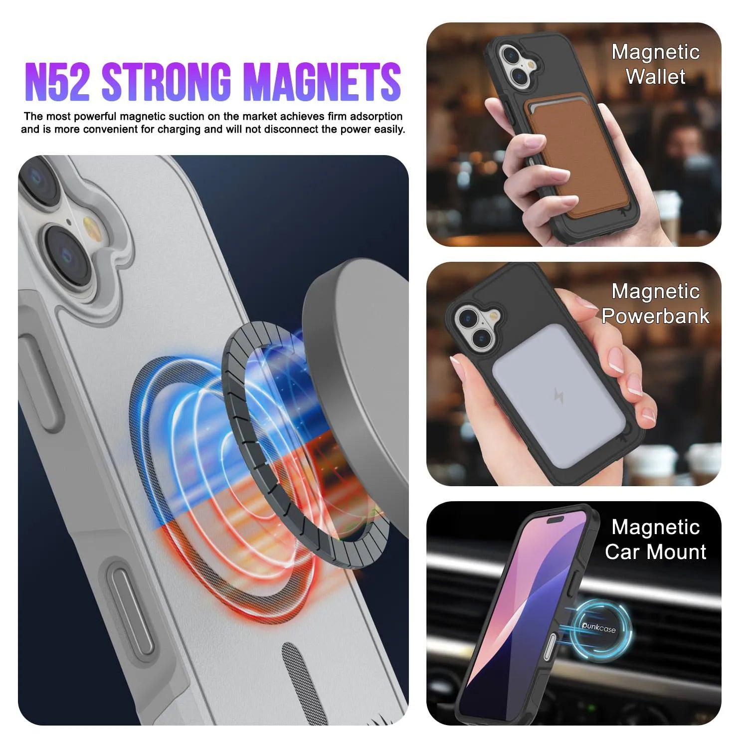 PunkCase iPhone 17 Case, [Spartan 2.0 Series] Clear Rugged Heavy Duty Cover W/Built in Screen Protector [white]