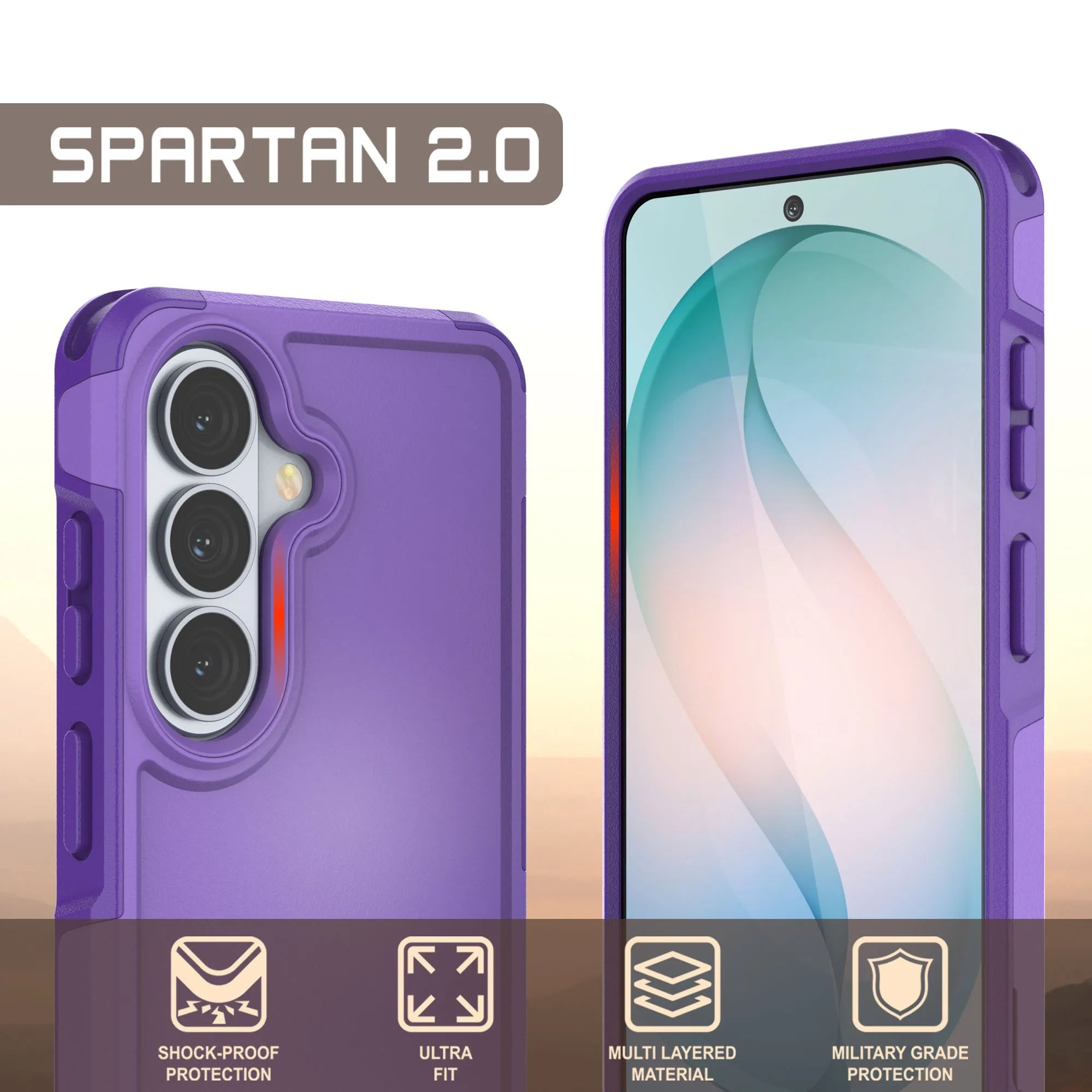 PunkCase Galaxy S26 Case, [Spartan 2.0 Series] Clear Rugged Heavy Duty Cover [Purple]