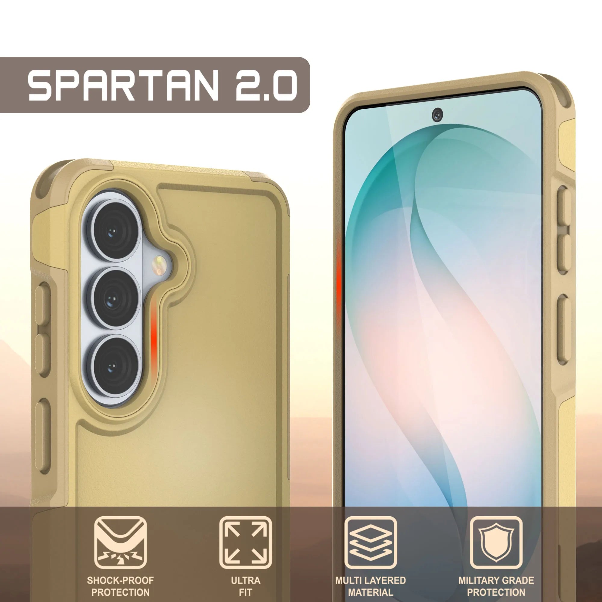PunkCase Galaxy S26 Case, [Spartan 2.0 Series] Clear Rugged Heavy Duty Cover [Yellow]