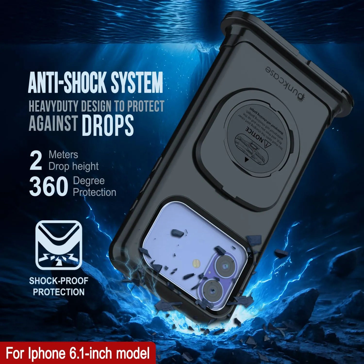 Punkcase Universal 2.0 Waterproof Phone Case for 6.1–6.3" [Black]