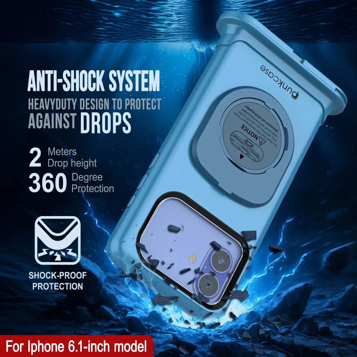 Punkcase Universal 2.0 Waterproof Phone Case for 6.1–6.3" [Blue]