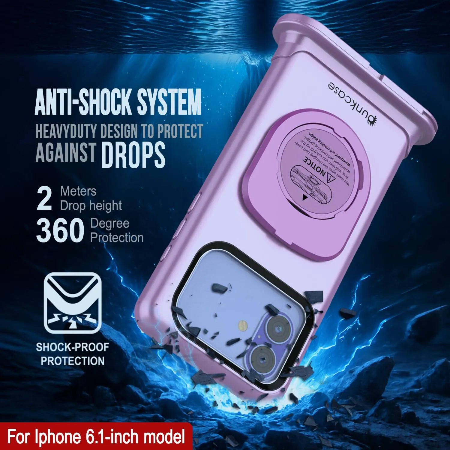 Punkcase Universal 2.0 Waterproof Phone Case for 6.1–6.3" [Pink]