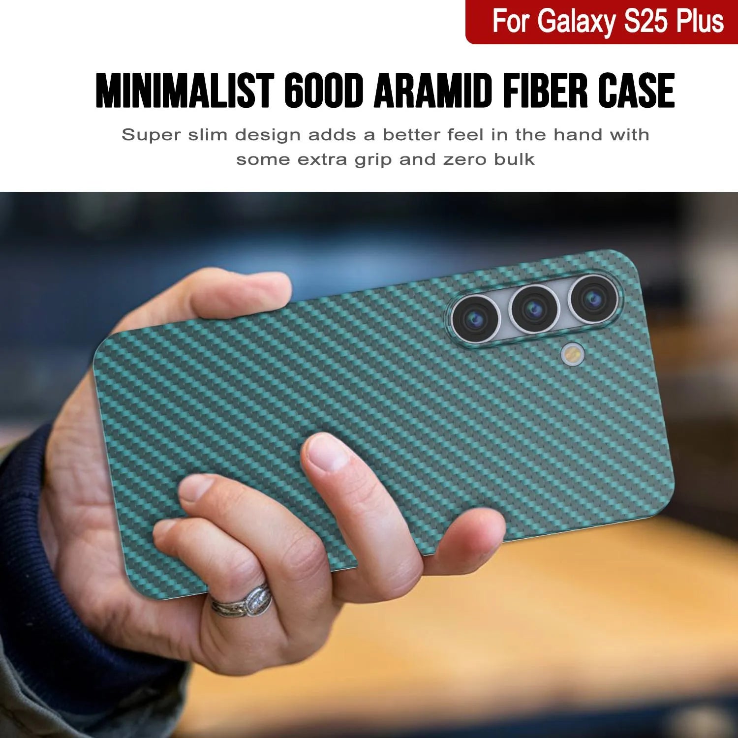 Punkcase Galaxy S25 Plus Carbon Fiber Case [AramidShield Series] Ultra Slim & Light Kevlar [Teal]