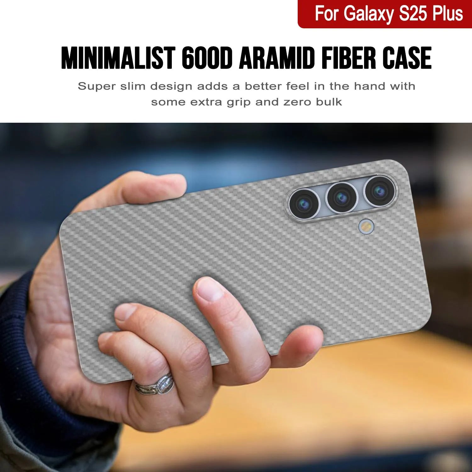 Punkcase Galaxy S25 Plus Carbon Fiber Case [AramidShield Series] Ultra Slim & Light Kevlar [White]