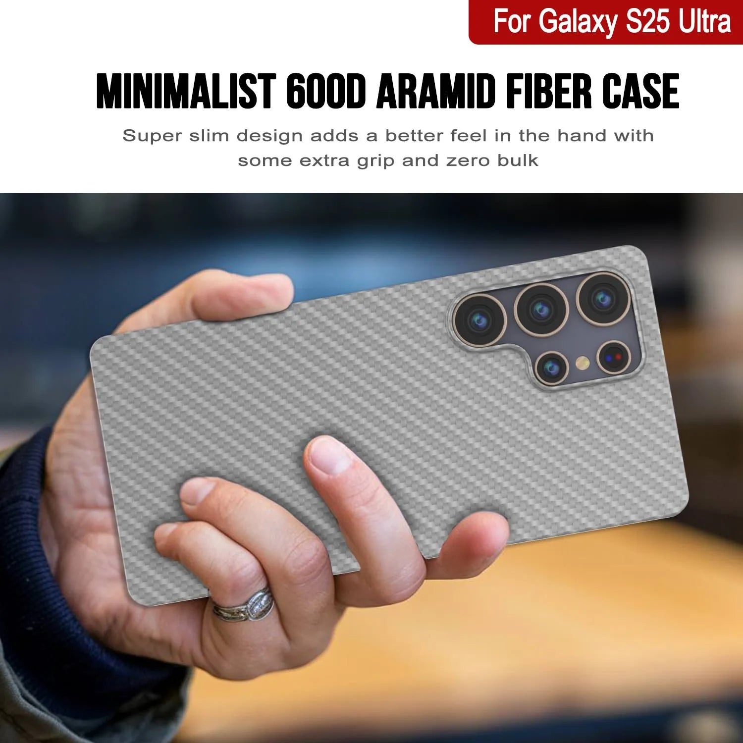 Punkcase Galaxy S25 Ultra Carbon Fiber Case [AramidShield Series] Ultra Slim & Light Kevlar [White]
