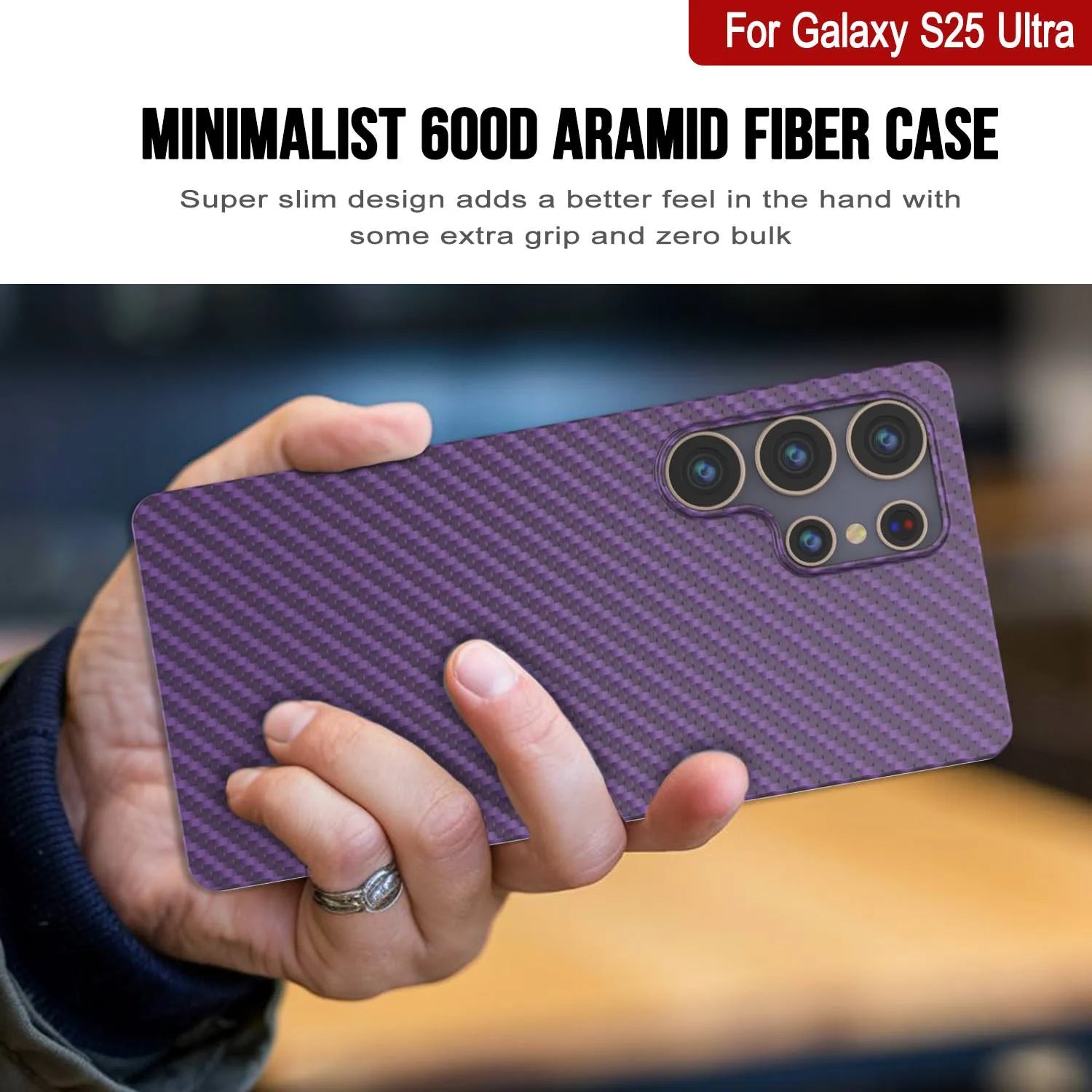 Punkcase Galaxy S25 Ultra Carbon Fiber Case [AramidShield Series] Ultra Slim & Light Kevlar [Purple]