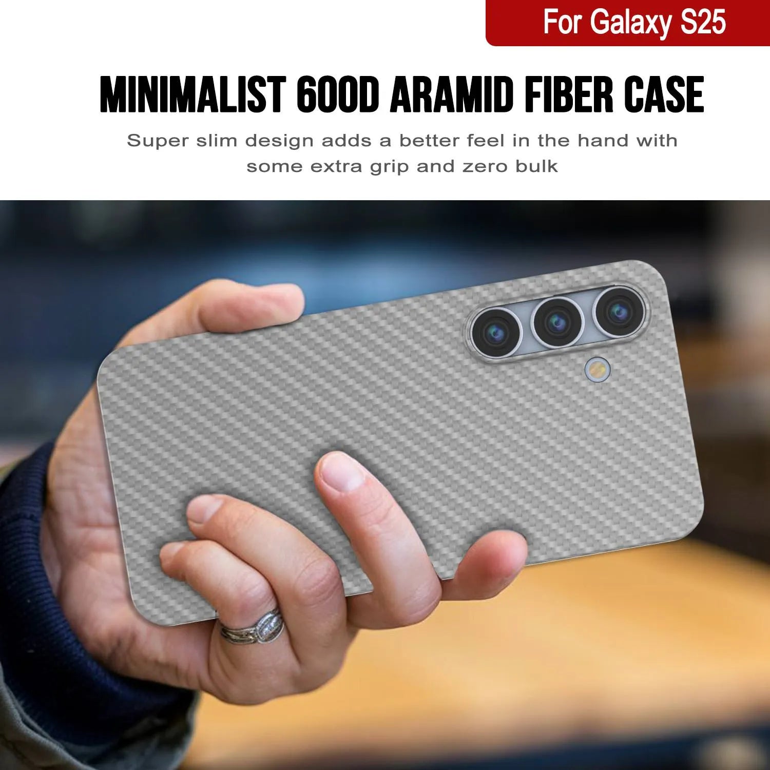 Punkcase Galaxy S25 Carbon Fiber Case [AramidShield Series] Ultra Slim & Light Kevlar [White]
