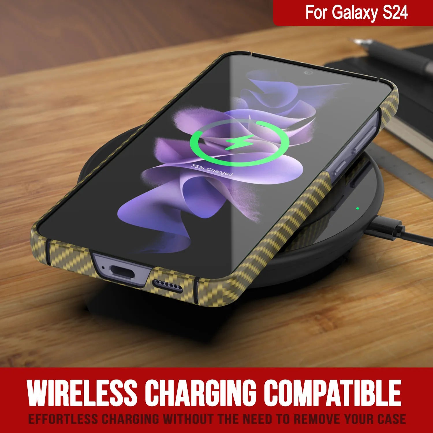 Galaxy S24 Case, Punkcase CarbonShield, Heavy Duty & Ultra Thin Cover [shockproof][non slip] [Yellow]