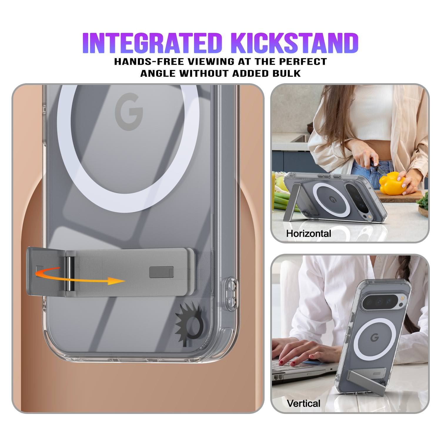 PunkCase for Google Pixel 10 Pro XL [Crystal Kickstand Series] Magnetic Clear Case w/Kickstand