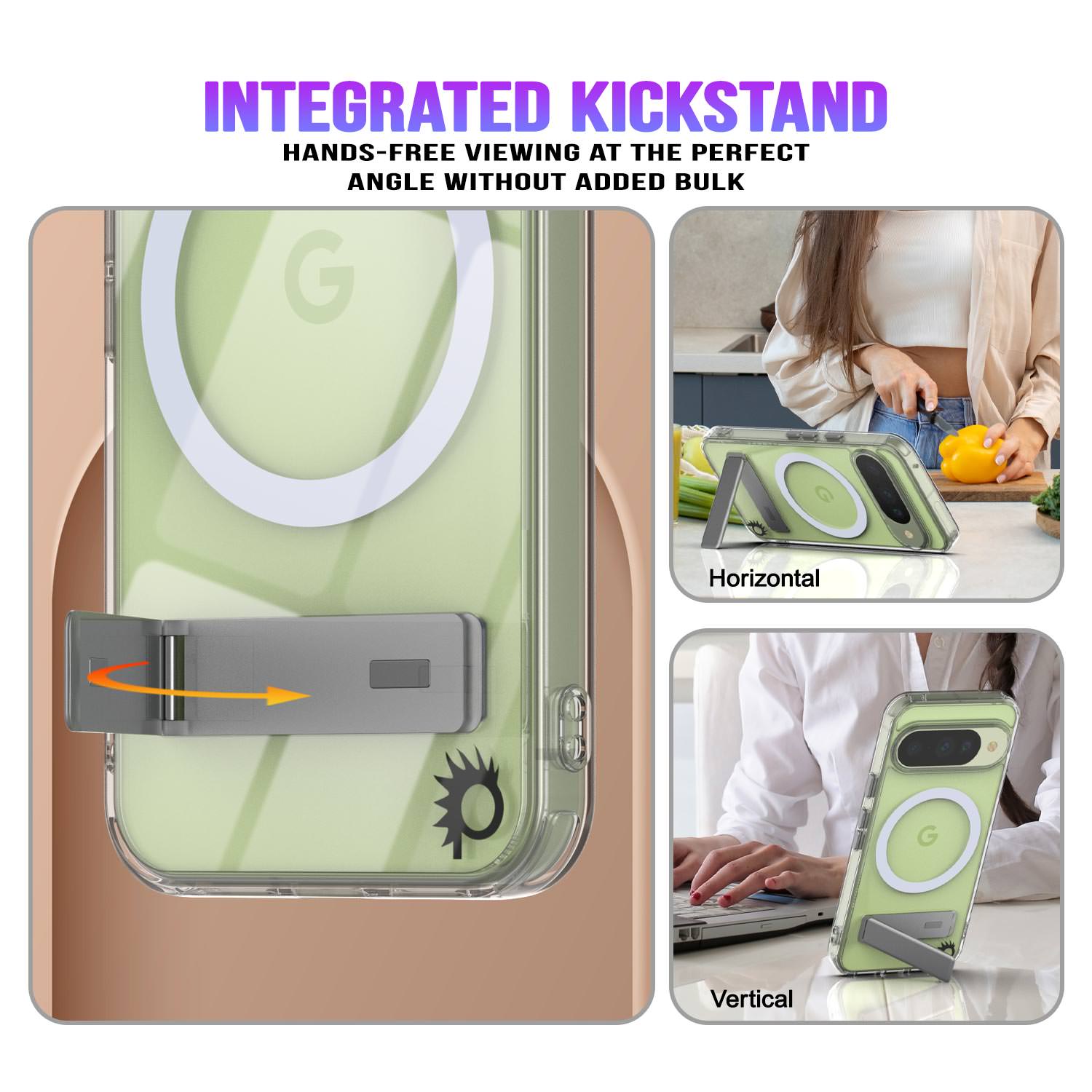 PunkCase for Google Pixel 10 [Crystal Kickstand Series] Magnetic Clear Case w/Kickstand