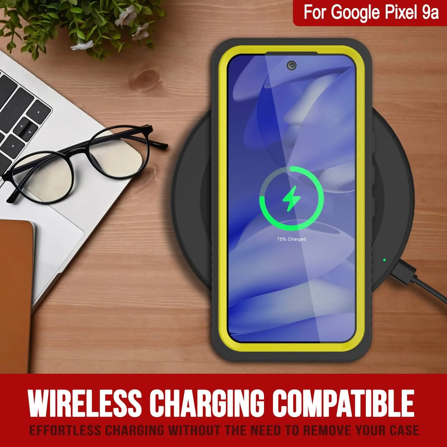 Google Pixel 9a Waterproof Case, Punkcase [Extreme Series] Armor Cover W/ Built In Screen Protector [Yellow]