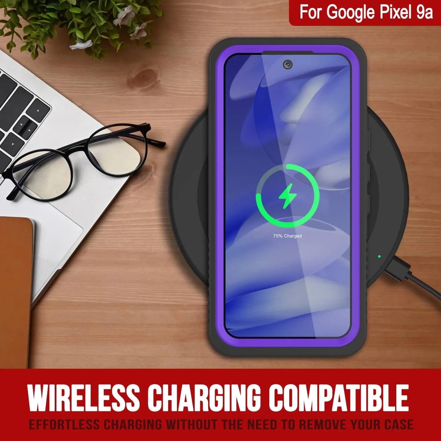 Google Pixel 9a Waterproof Case, Punkcase [Extreme Series] Armor Cover W/ Built In Screen Protector [Purple]