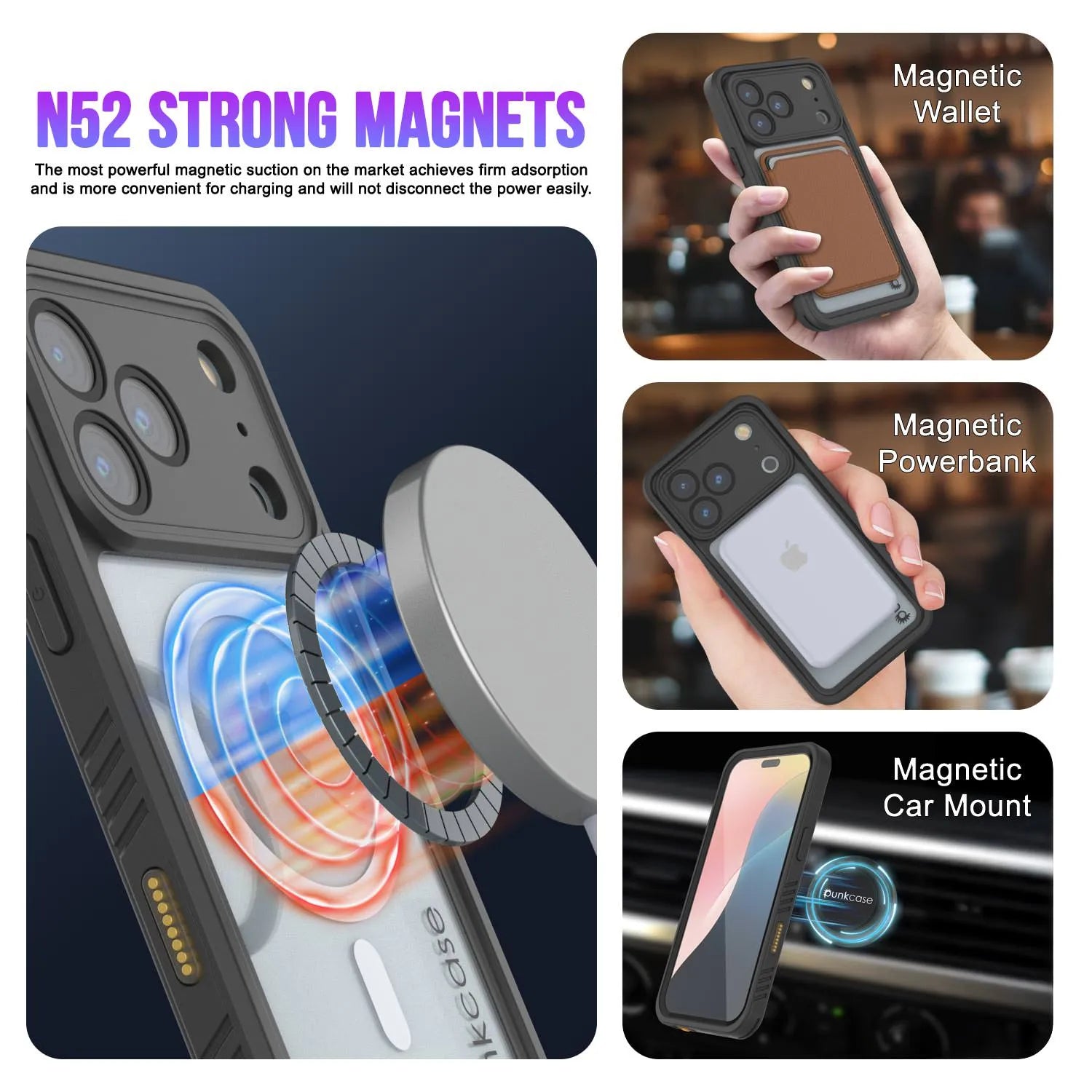 Products iPhone 17 Pro Max Waterproof Case, Punkcase [Extreme Mag Series] Armor Cover W/ Built In Screen Protector [Purple]