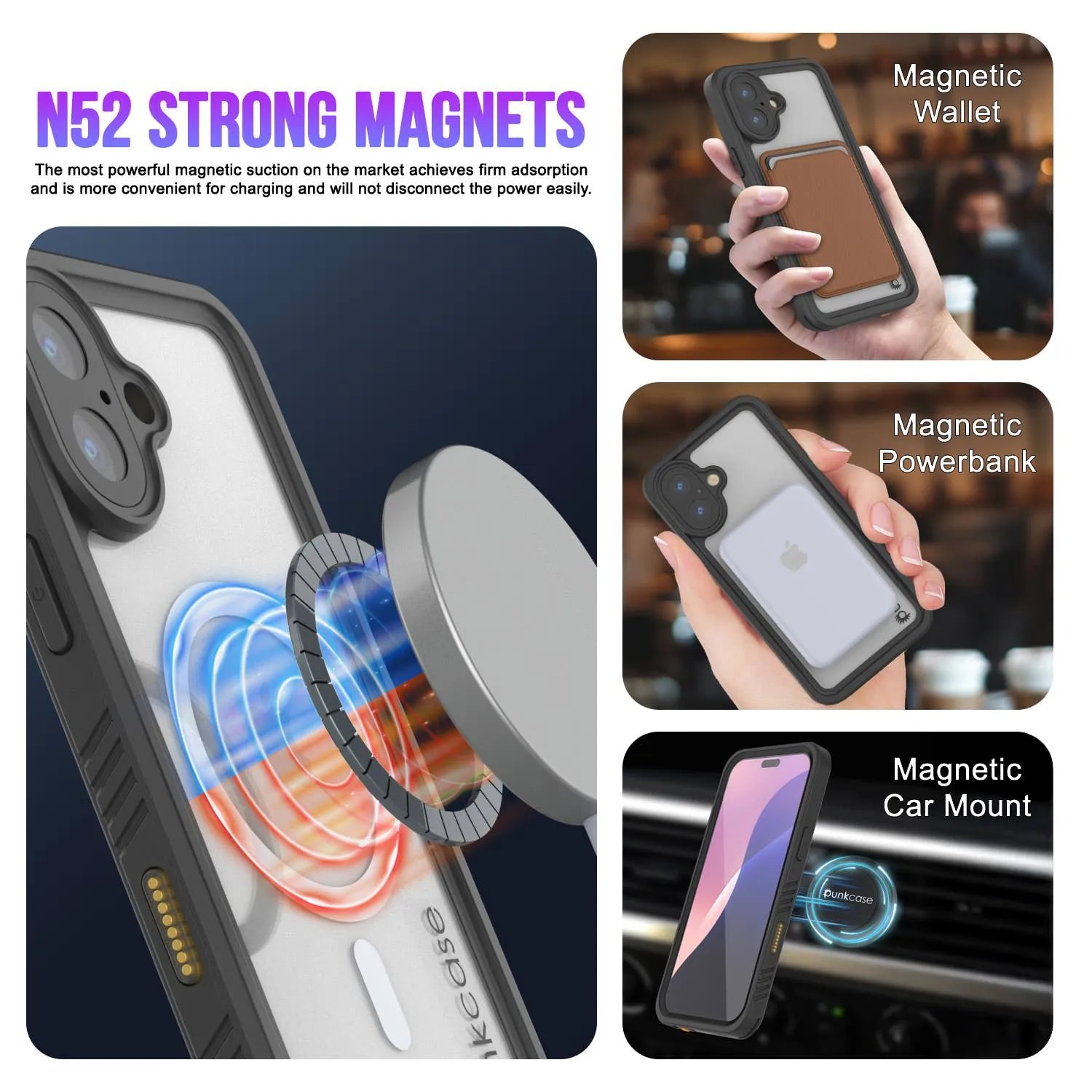 iPhone 17  Waterproof Case, Punkcase [Extreme Mag Series] Armor Cover W/ Built In Screen Protector [Black]