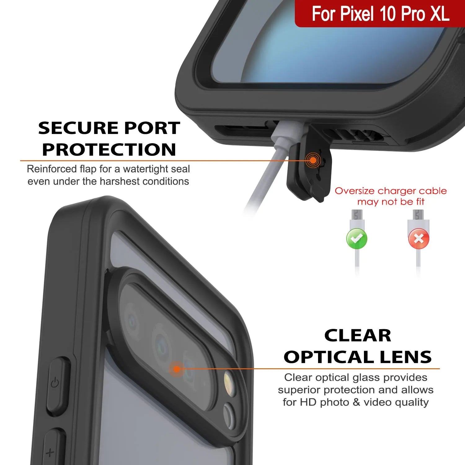 Google Pixel 10 Pro XL Waterproof Case, Punkcase [Extreme Series] Armor Cover W/ Built In Screen Protector [Black]