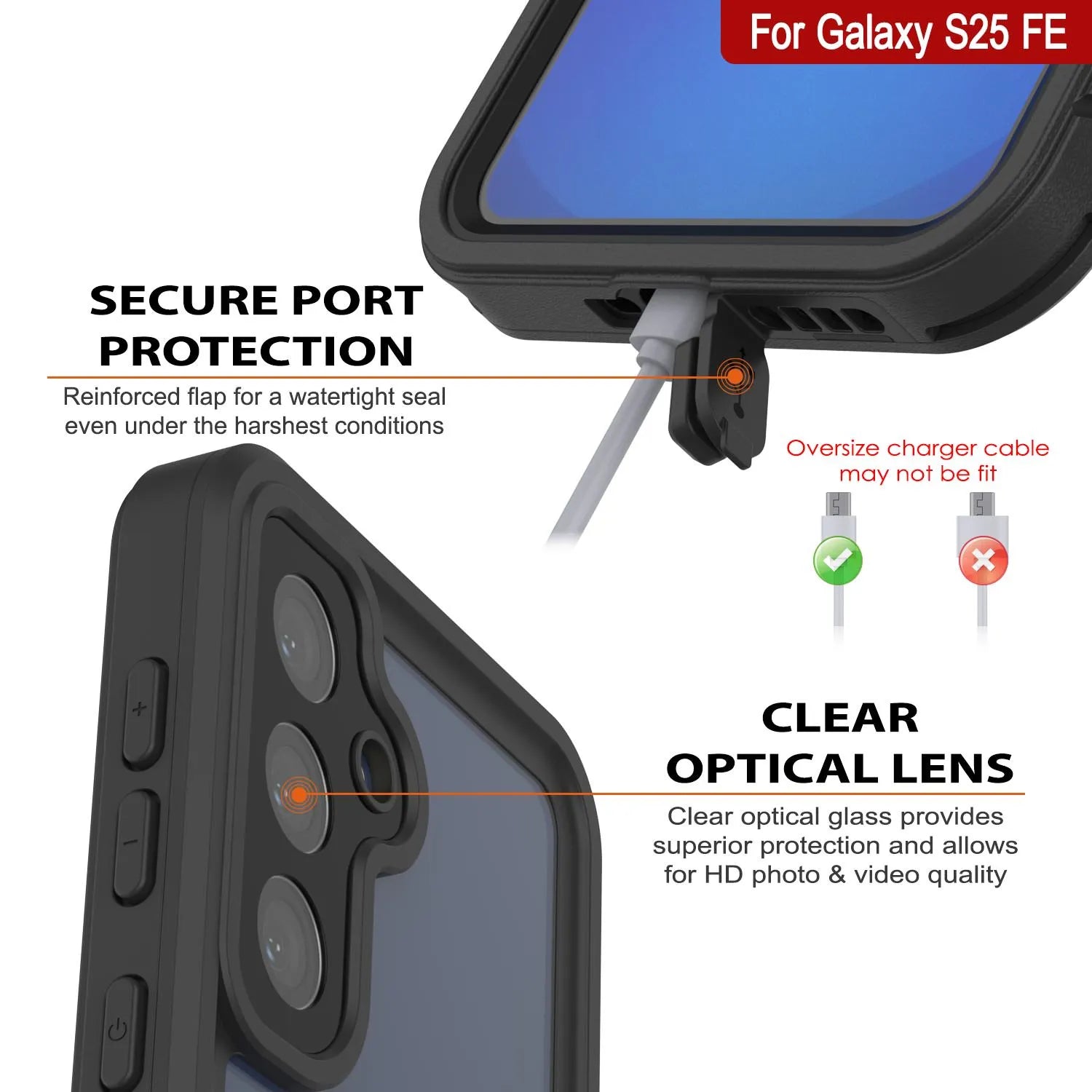 Galaxy S25 FE Water/ Shockproof [Extreme Series] With Screen Protector Case [Black]