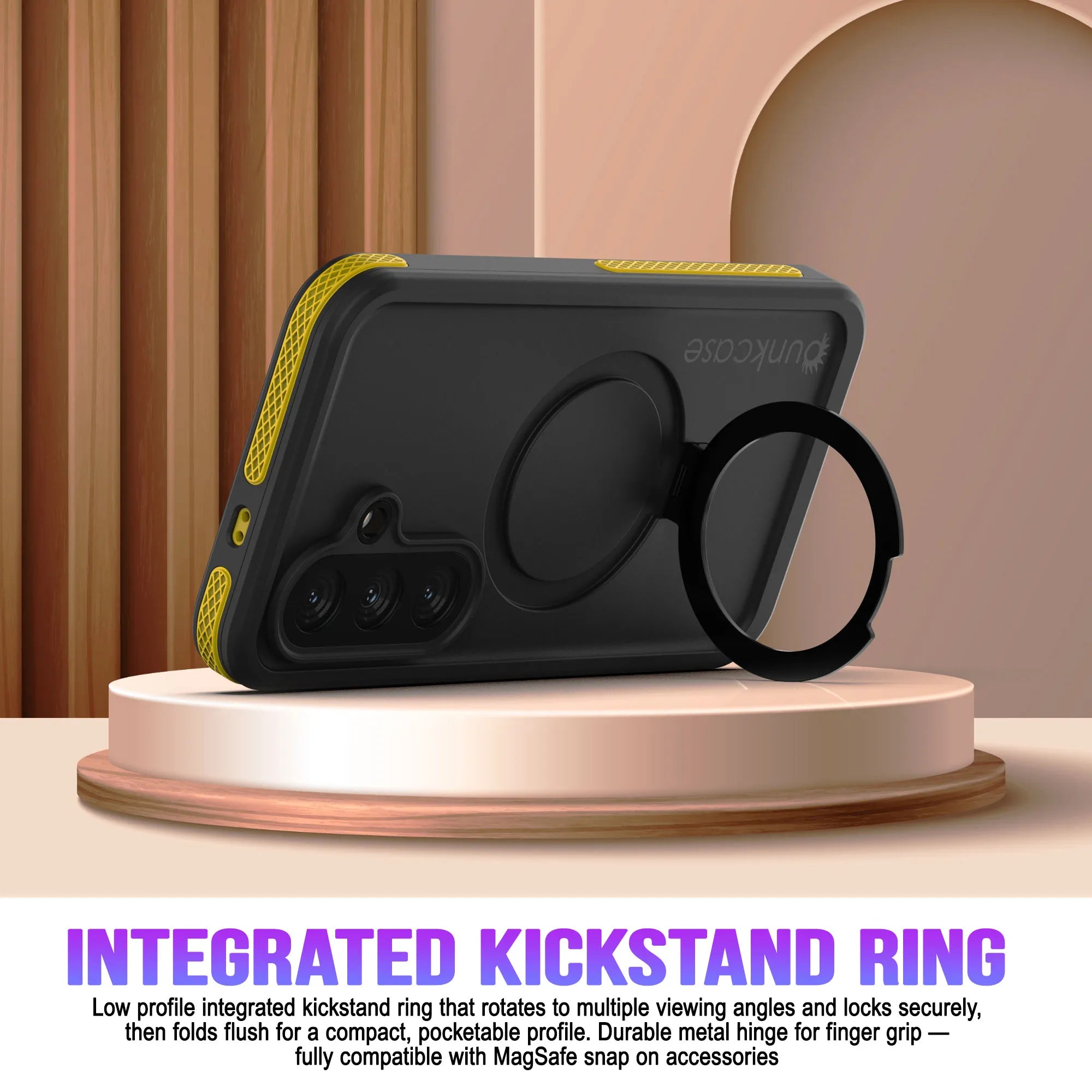 Galaxy S26 Plus Waterproof Case [Kickstud 2.0 Series] Protective IP68 Cover W/Screen Protector & Kickstand [Yellow]