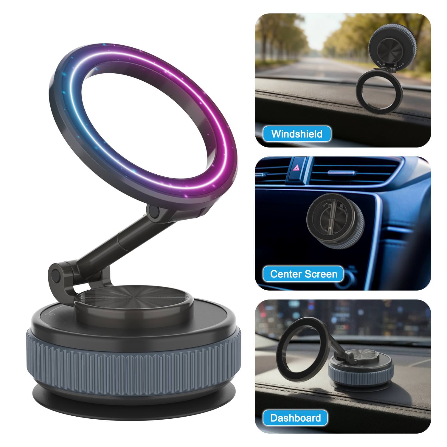 Punkcase MagnoGrip 2.0 Car Phone Holder w/ 360° Rotation [Black]