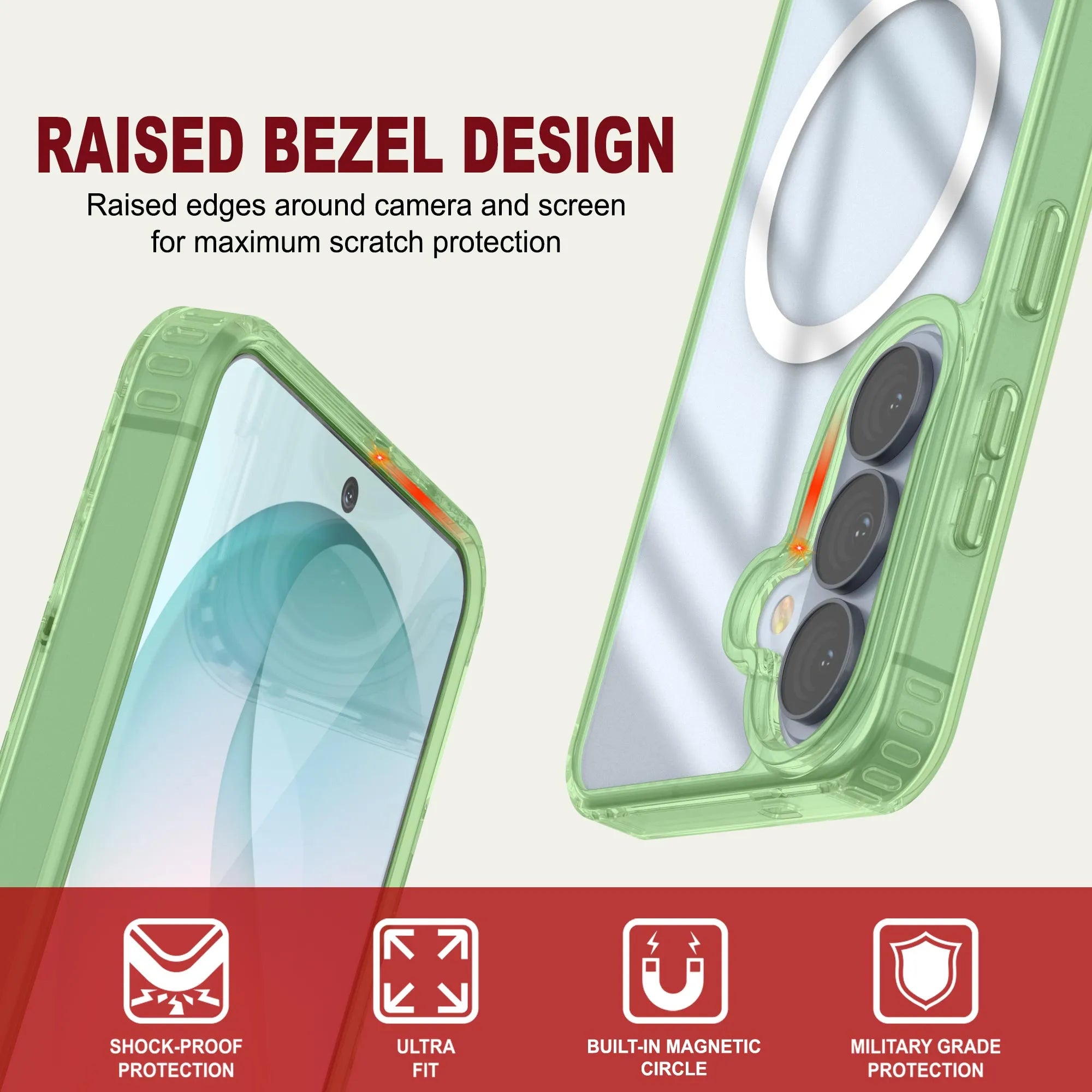 Galaxy S26 Plus Magnetic Wireless Charging Case [Clear Acrylic Series] [Non-Slip] For Galaxy S26 Plus [Green]
