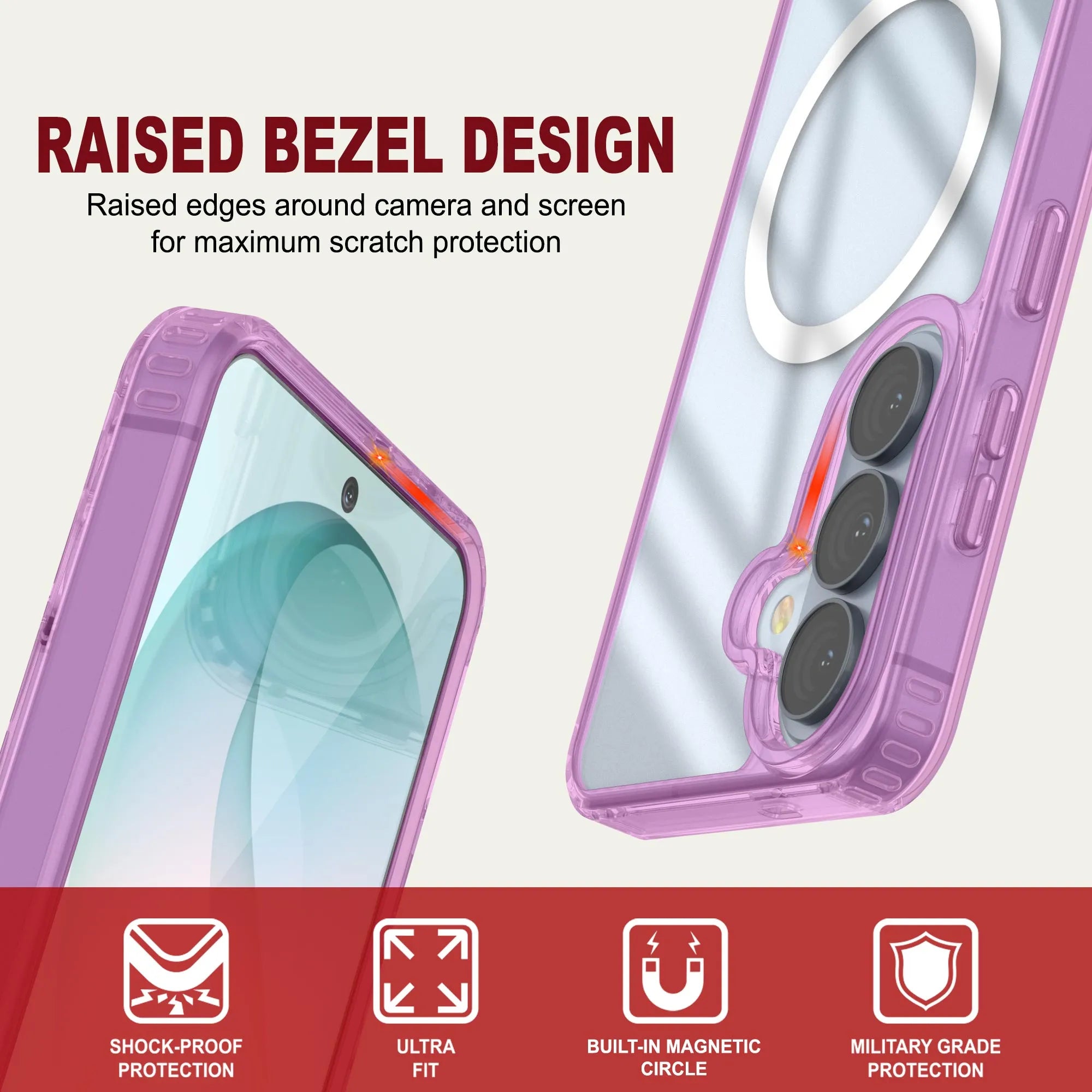 Galaxy S26 Plus Magnetic Wireless Charging Case [Clear Acrylic Series] [Non-Slip] For Galaxy S26 Plus [Pink]