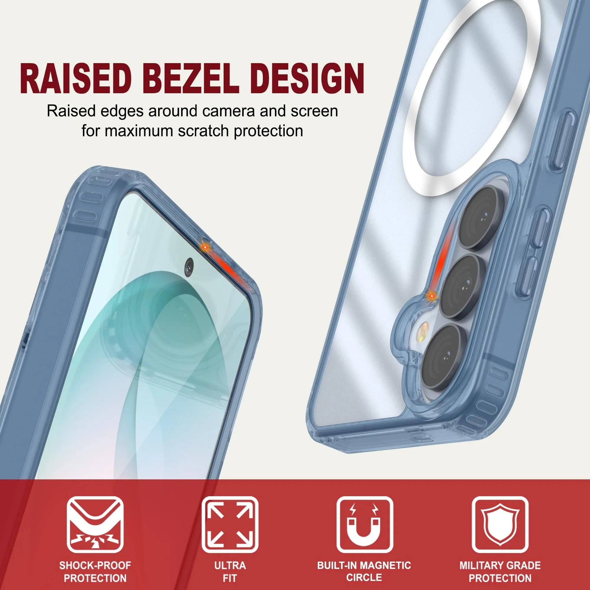Galaxy S26 Plus Magnetic Wireless Charging Case [Clear Acrylic Series] [Non-Slip] For Galaxy S26 Plus [Navy]