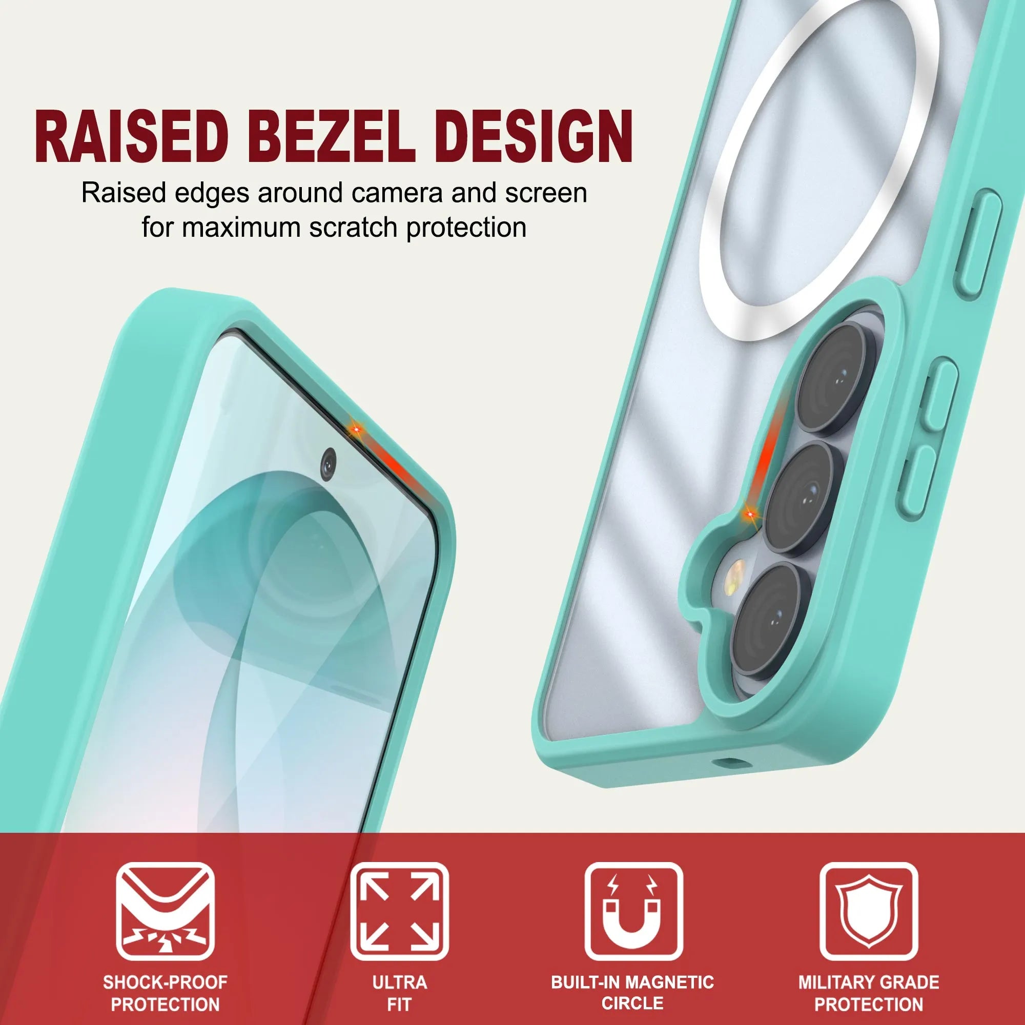 Galaxy S26 Plus Magnetic Wireless Charging Case [Clear Acrylic Series] [Non-Slip] For Galaxy S26 Plus [Teal]