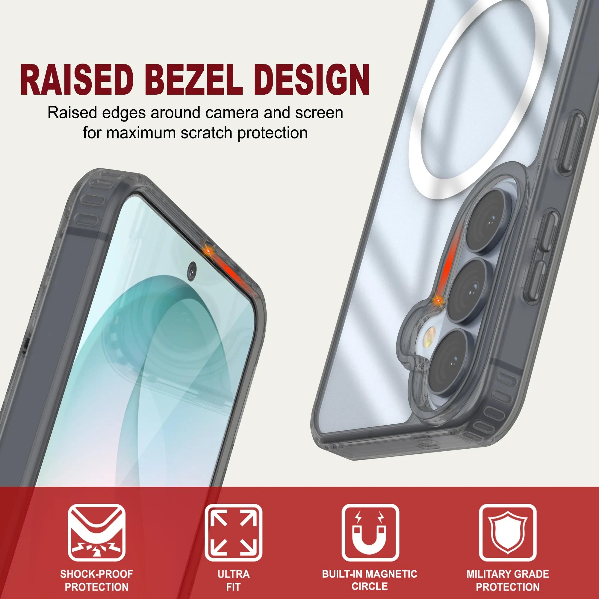 Galaxy S26 Plus Magnetic Wireless Charging Case [Clear Acrylic Series] [Non-Slip] For Galaxy S26 Plus [Transparent Black]