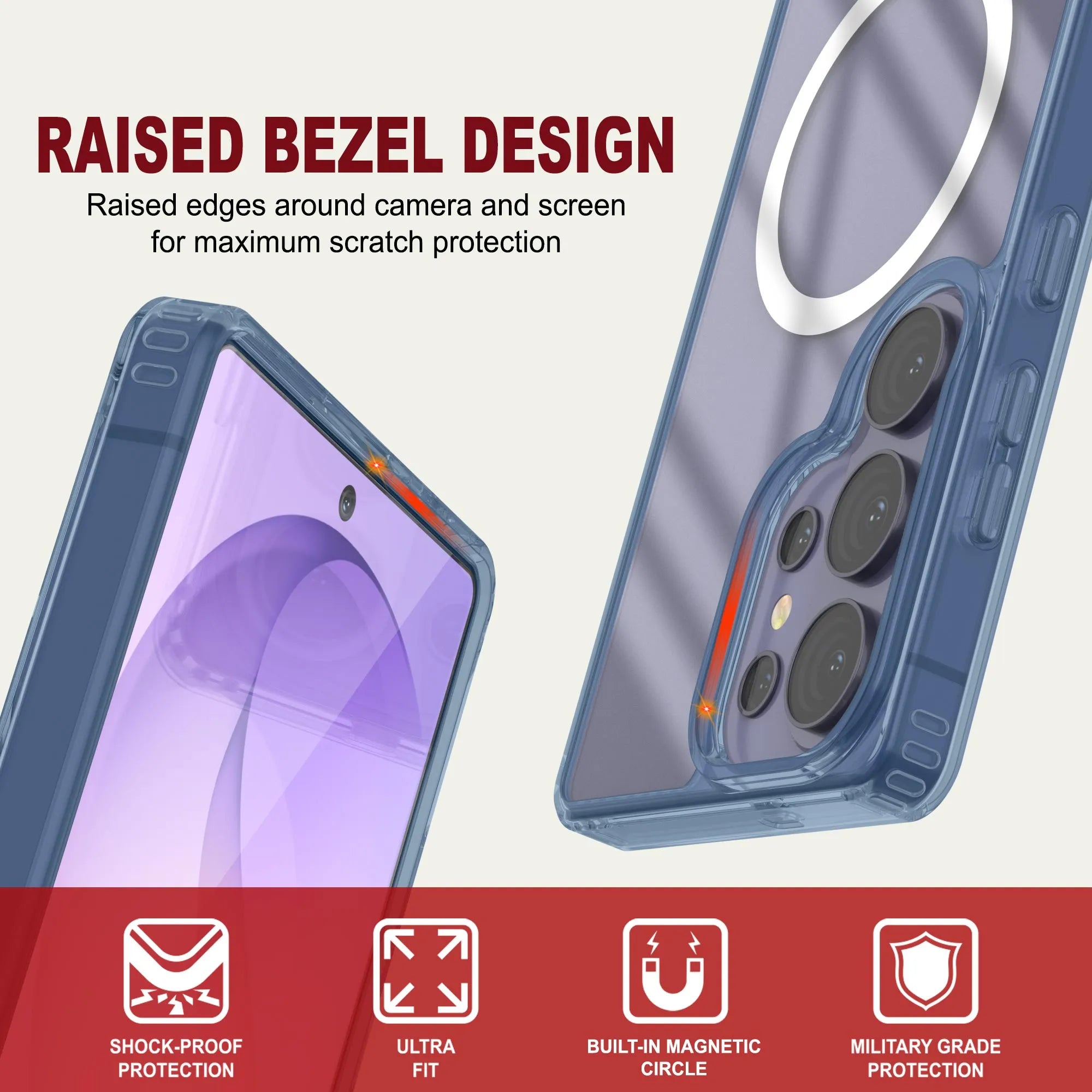 Galaxy S26 Ultra Magnetic Wireless Charging Case [Clear Acrylic Series] [Non-Slip] For Galaxy S26 Ultra [Navy]