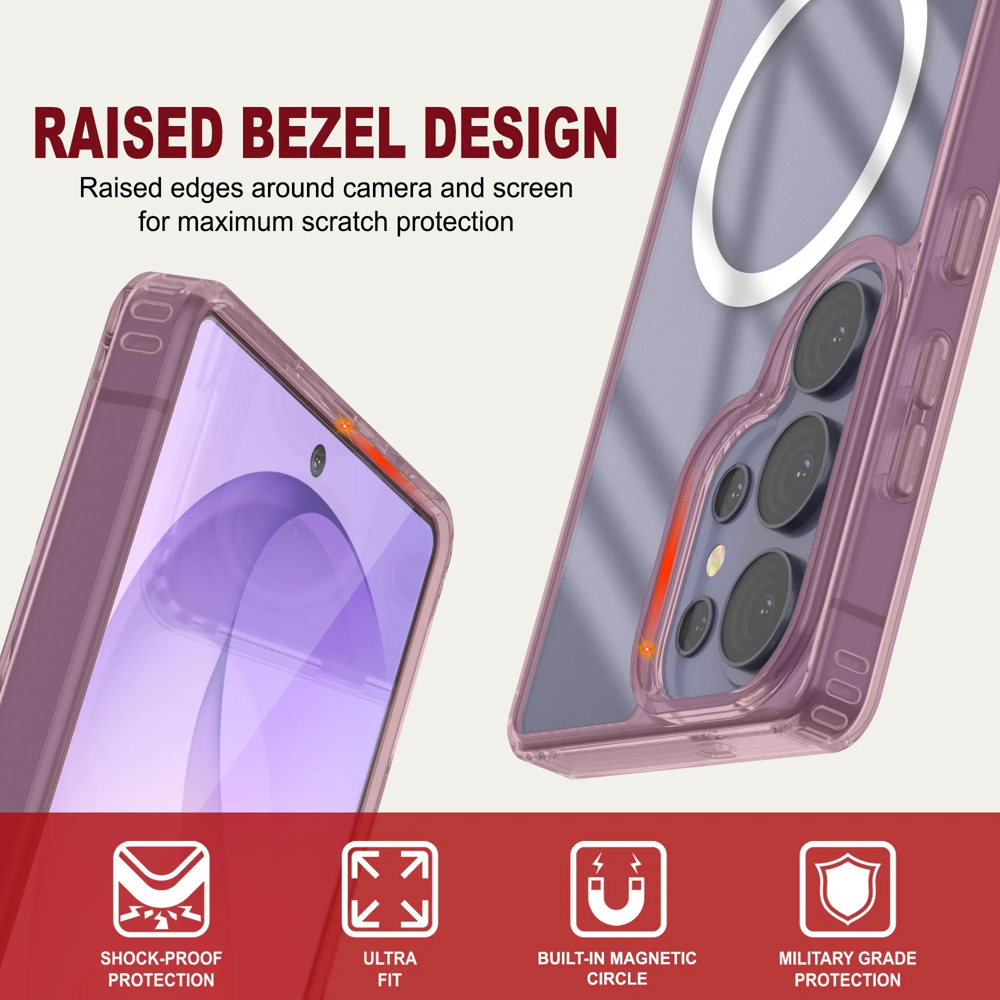 Galaxy S26 Ultra Magnetic Wireless Charging Case [Clear Acrylic Series] [Non-Slip] For Galaxy S26 Ultra [Red]