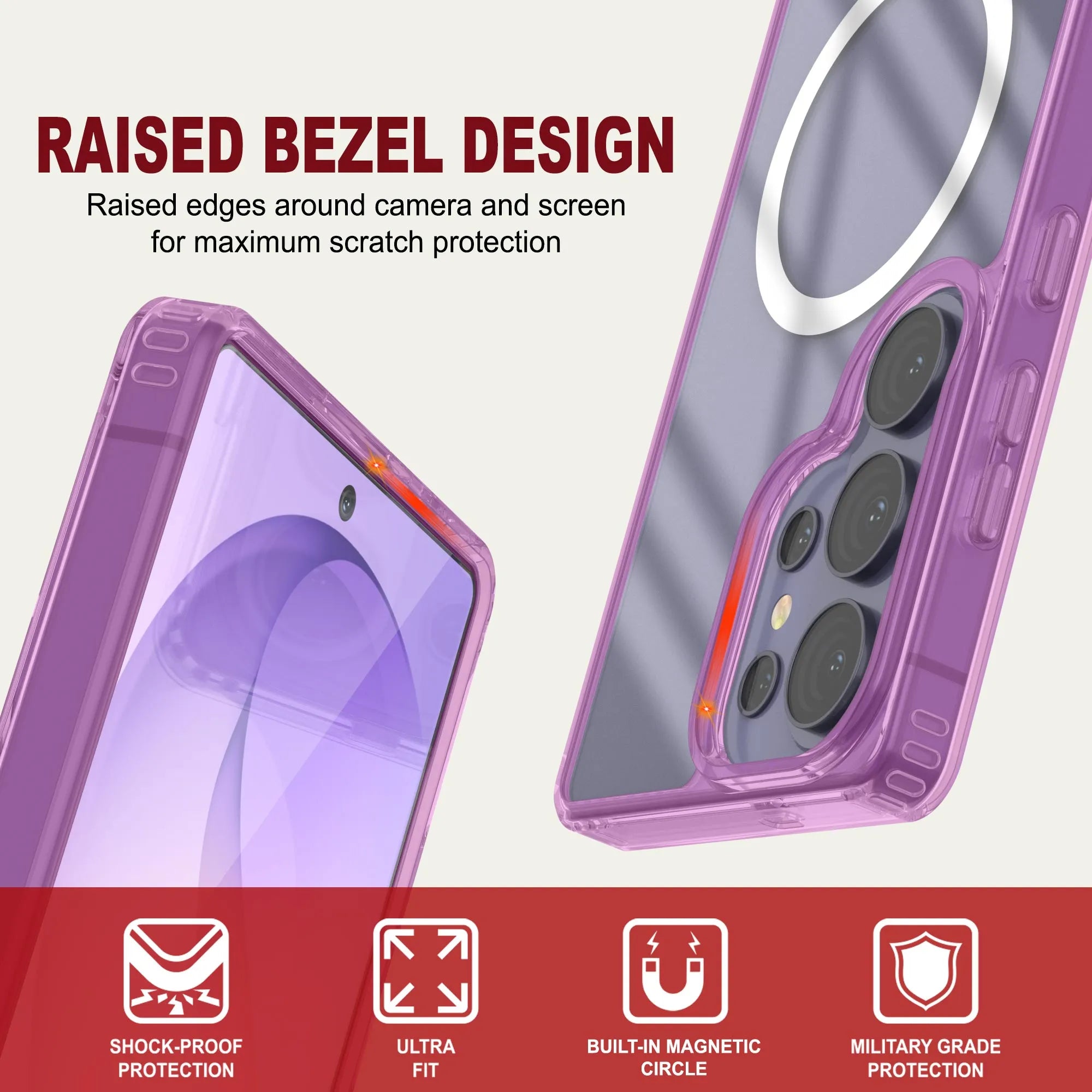 Galaxy S26 Ultra Magnetic Wireless Charging Case [Clear Acrylic Series] [Non-Slip] For Galaxy S26 Ultra [Pink]