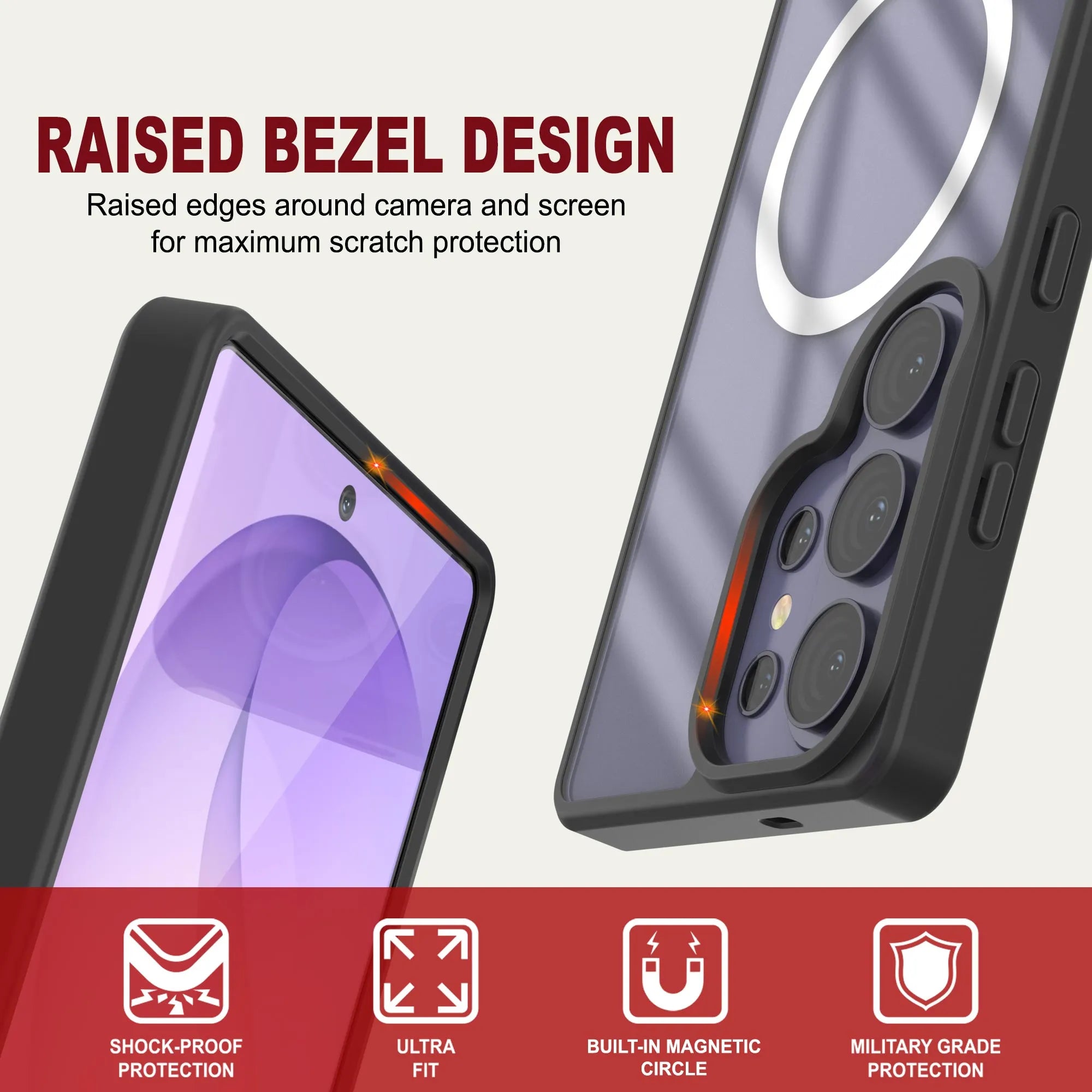 Galaxy S26 Ultra Magnetic Wireless Charging Case [Clear Acrylic Series] [Non-Slip] For Galaxy S26 Ultra [Black]