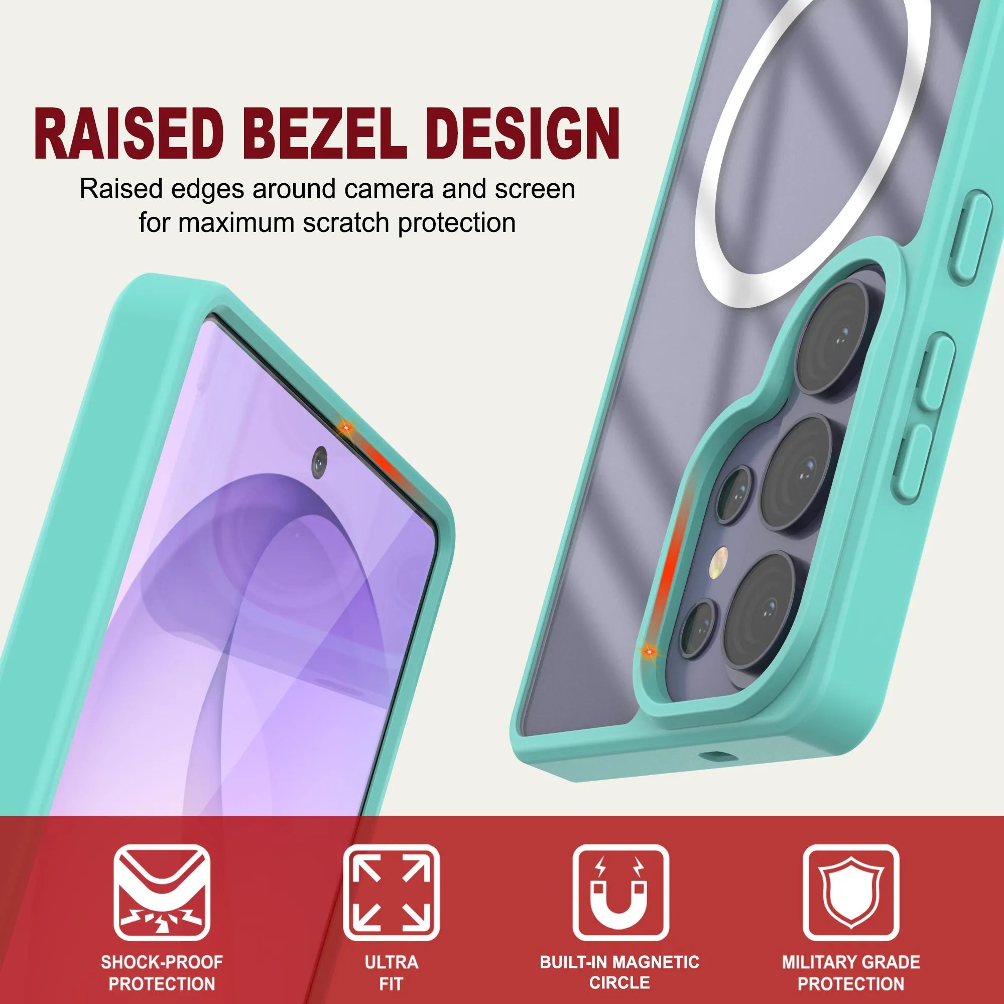 Galaxy S26 Ultra Magnetic Wireless Charging Case [Clear Acrylic Series] [Non-Slip] For Galaxy S26 Ultra [Teal]