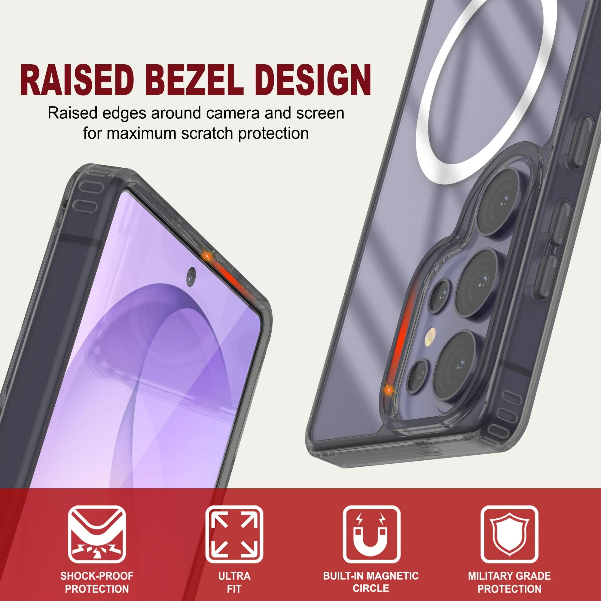 Galaxy S26 Ultra Magnetic Wireless Charging Case [Clear Acrylic Series] [Non-Slip] For Galaxy S26 Ultra [Transparent Black]