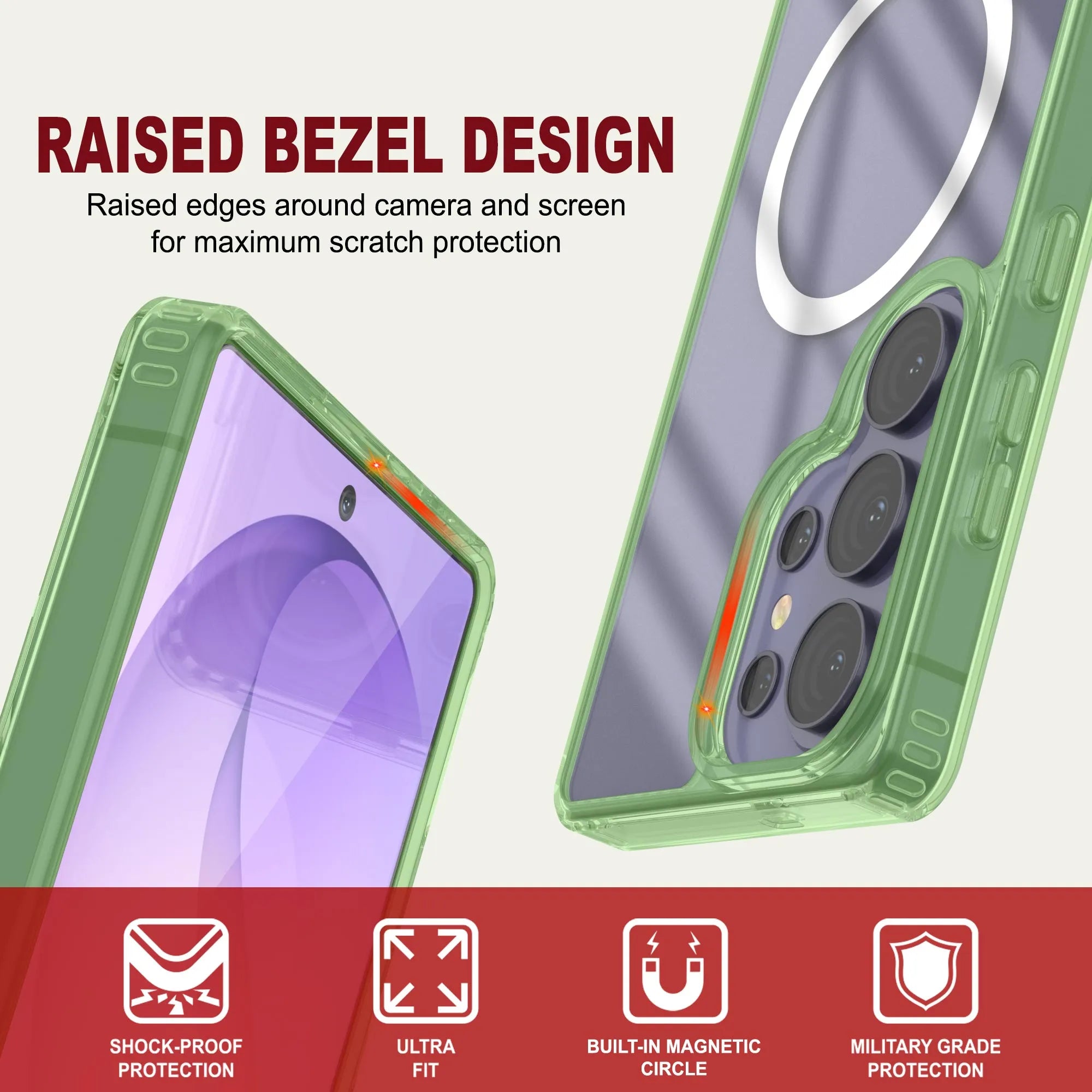 Galaxy S26 Ultra Magnetic Wireless Charging Case [Clear Acrylic Series] [Non-Slip] For Galaxy S26 Ultra [Green]