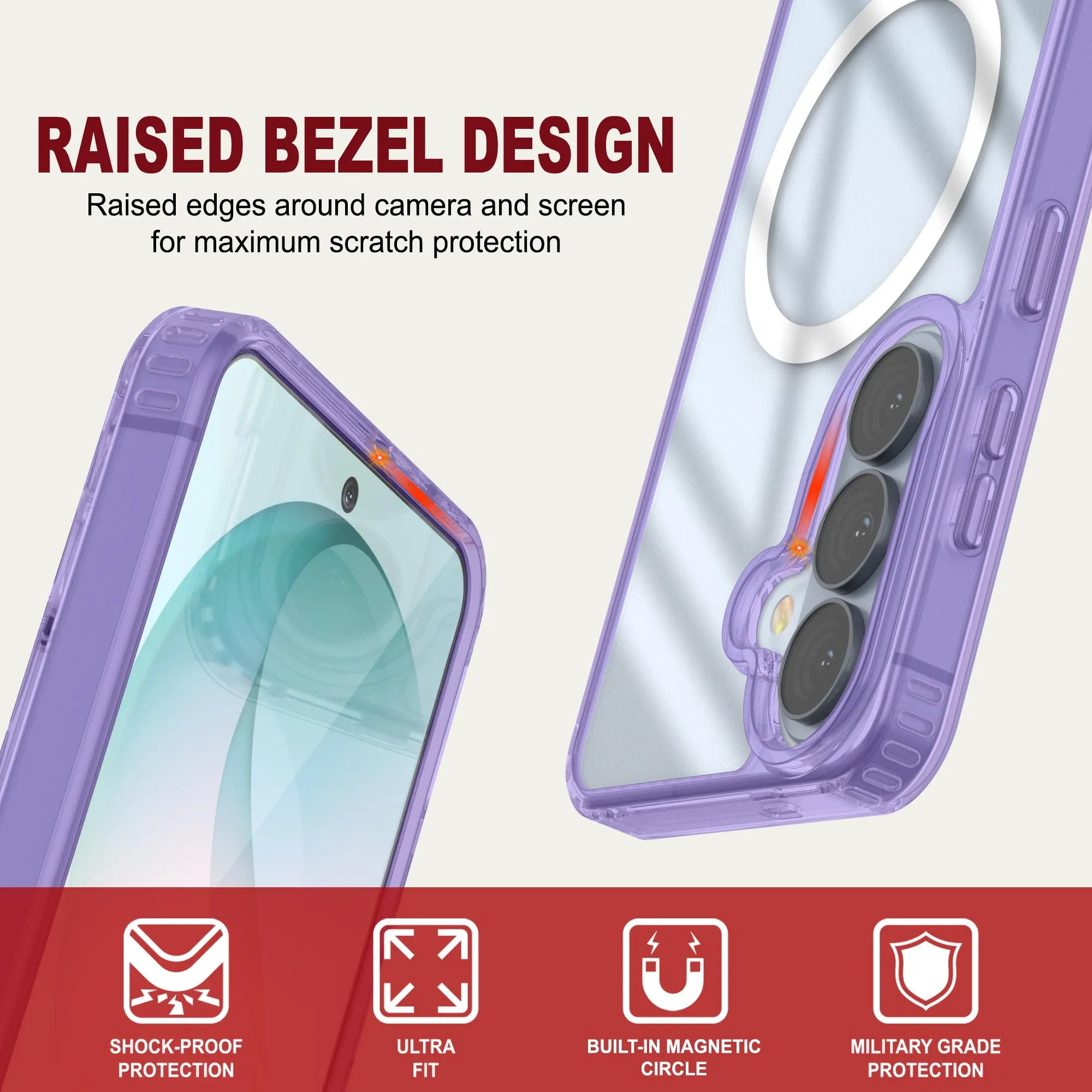 Galaxy S26 Magnetic Wireless Charging Case [Clear Acrylic Series] [Non-Slip] For Galaxy S26 [Purple]