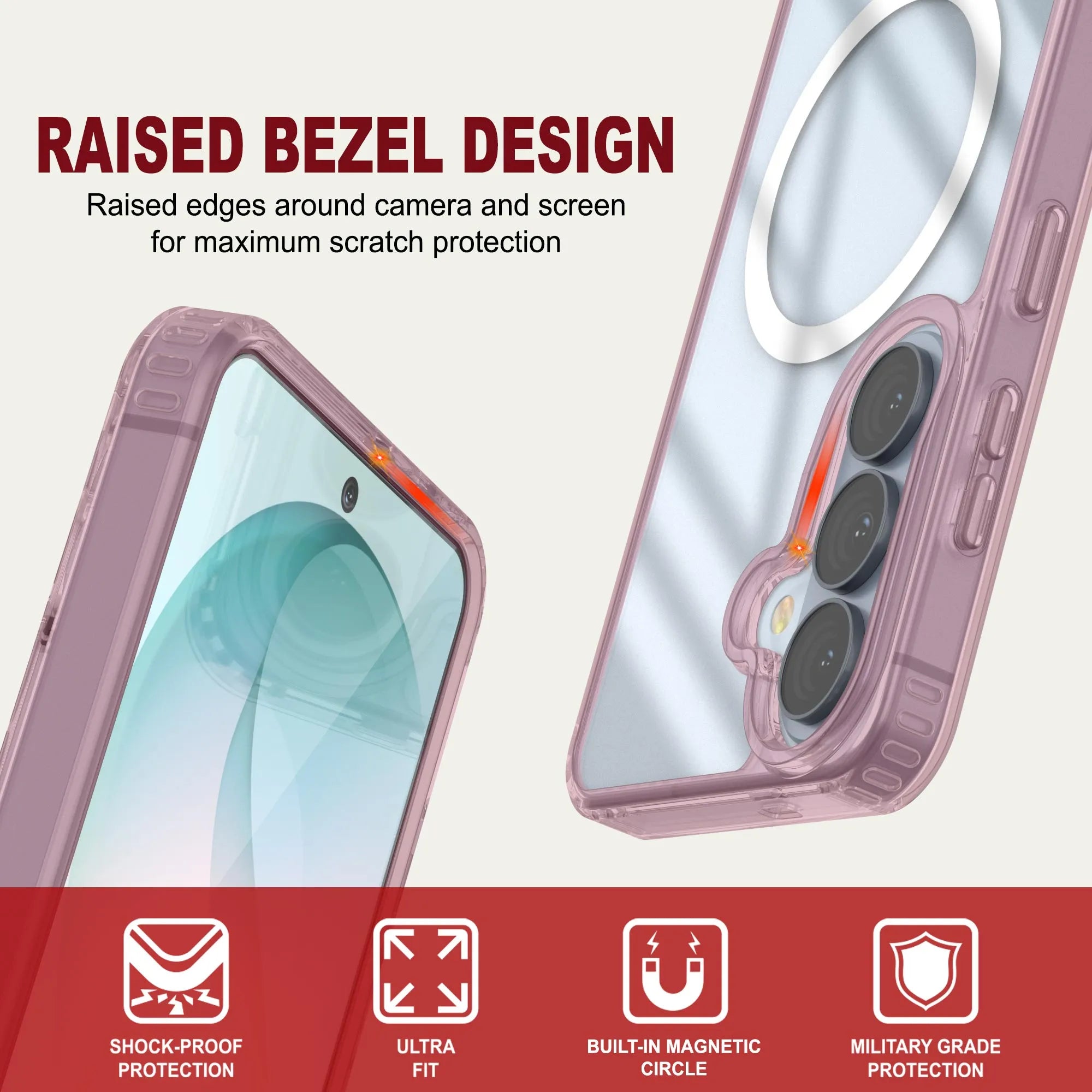 Galaxy S26 Magnetic Wireless Charging Case [Clear Acrylic Series] [Non-Slip] For Galaxy S26 [Red]