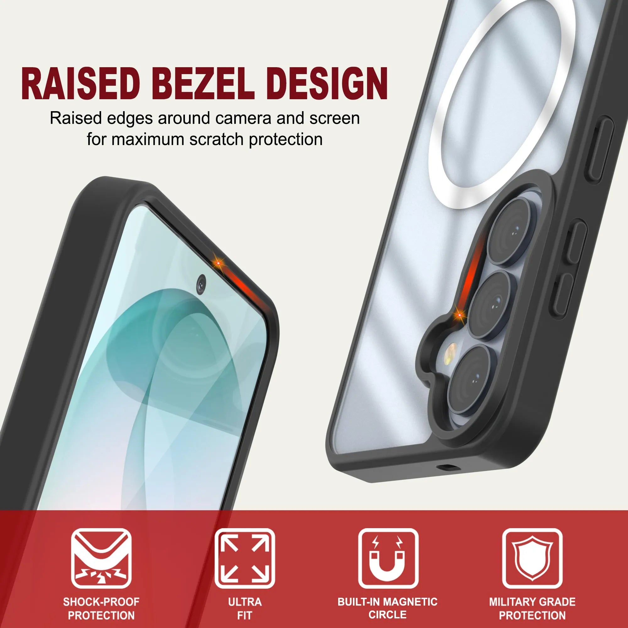 Galaxy S26 Magnetic Wireless Charging Case [Clear Acrylic Series] [Non-Slip] For Galaxy S26 [Black]