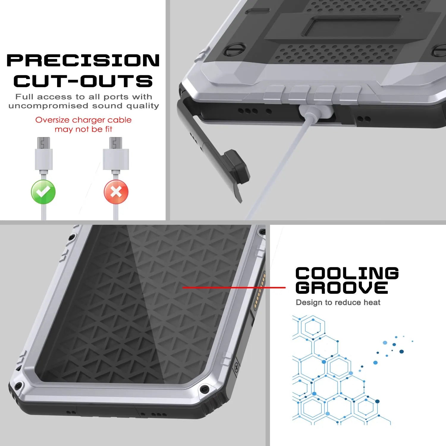 iPhone 16 Pro Max Metal Extreme 3.0 Series Aluminum Waterproof Case IP68 W/Buillt in Screen Protector & Kickstand [White]