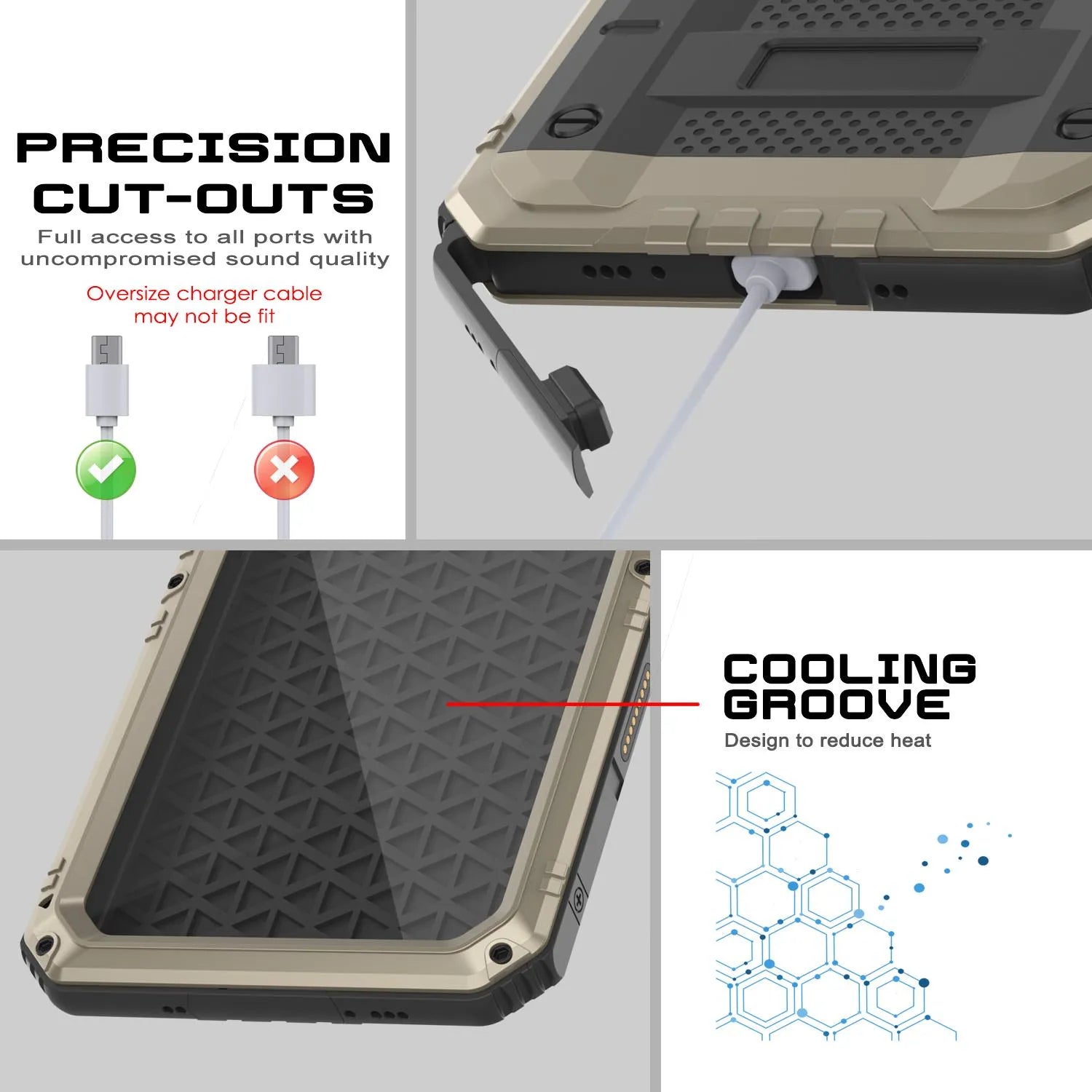 iPhone 16 Pro Metal Extreme 3.0 Series Aluminum Waterproof Case IP68 W/Buillt in Screen Protector & Kickstand [Gold]