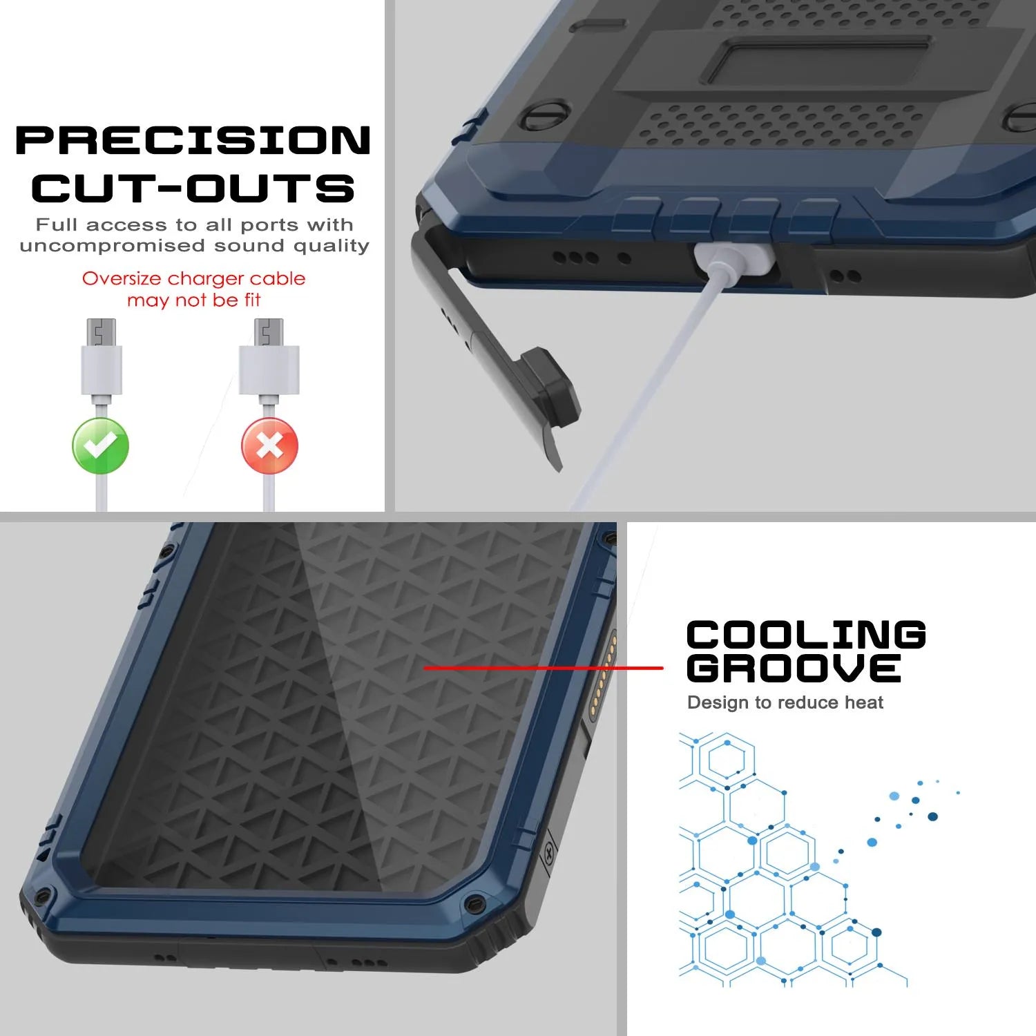 iPhone 16 Pro Metal Extreme 3.0 Series Aluminum Waterproof Case IP68 W/Buillt in Screen Protector & Kickstand [Blue]