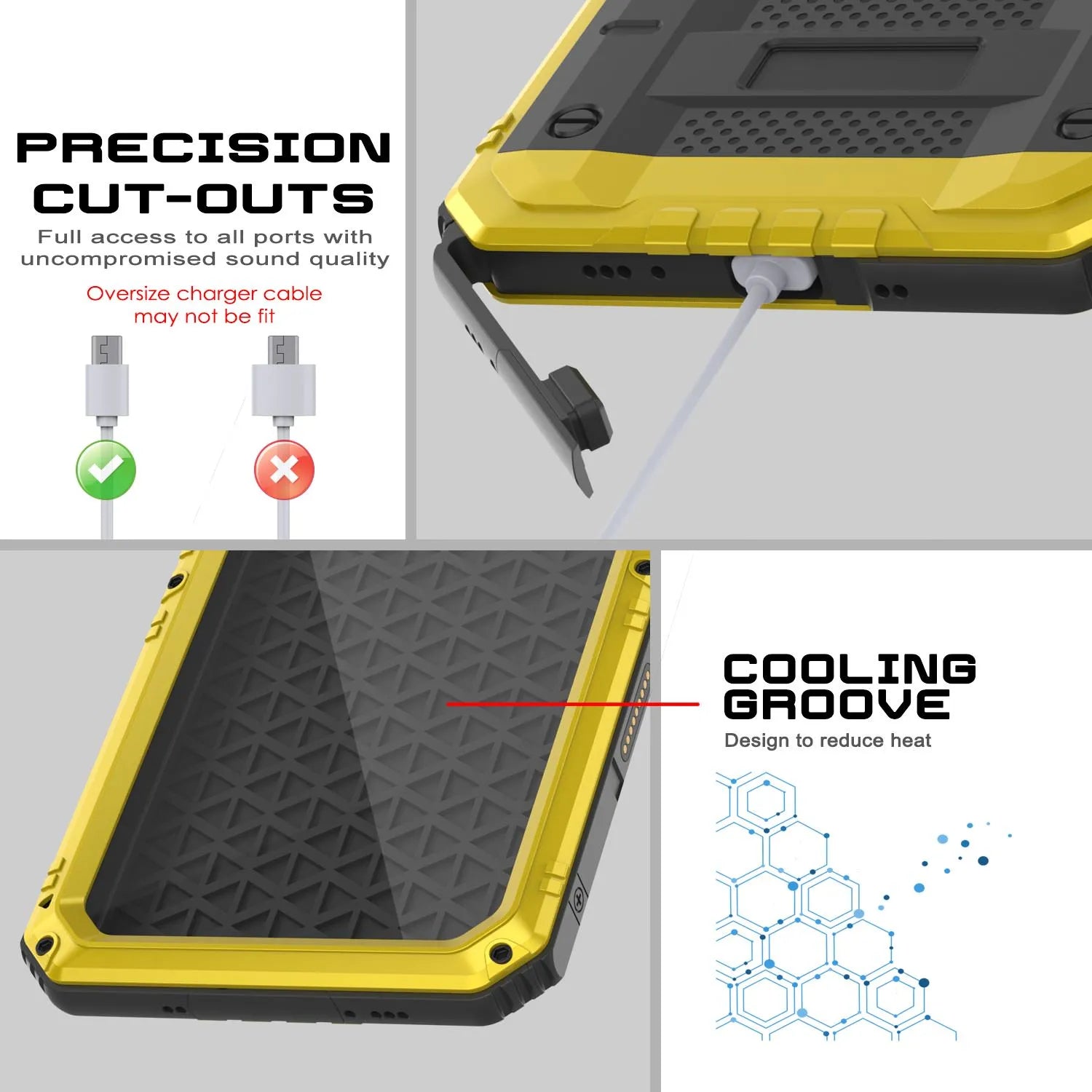 iPhone 16 Metal Extreme 3.0 Series Aluminum Waterproof Case IP68 W/Buillt in Screen Protector & Kickstand [Yellow]