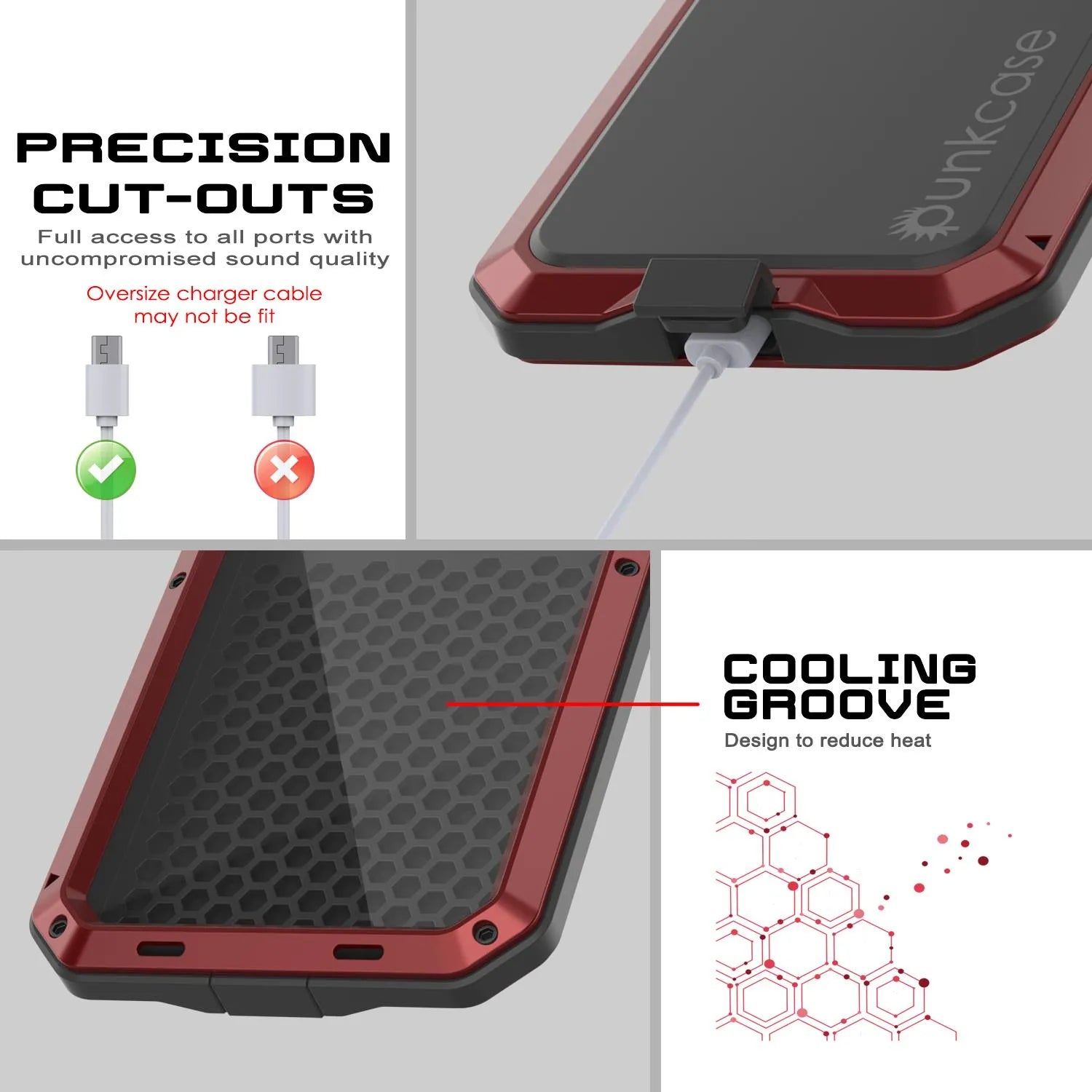 iPhone 17 Metal Case, Heavy Duty Military Grade Armor Cover [shock proof] Full Body Hard [Red]