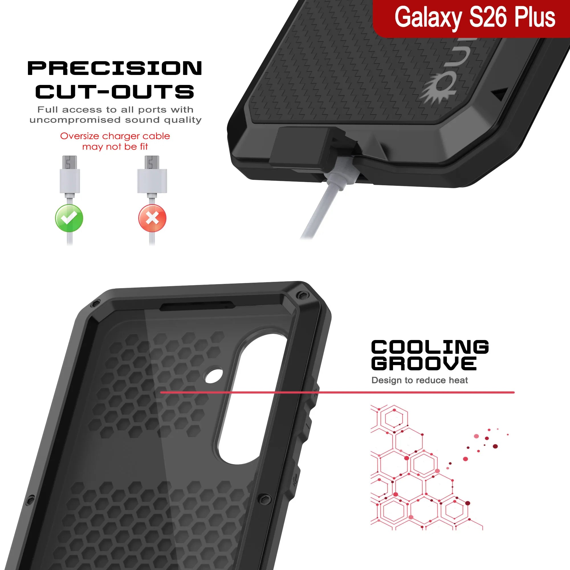 Galaxy S26 Plus Metal Case, Heavy Duty Military Grade Armor Cover [shock proof] Full Body Hard [Black]