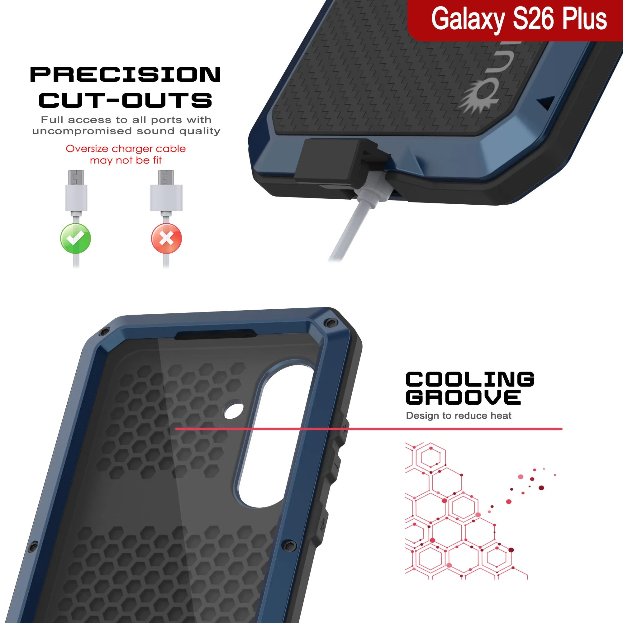 Galaxy S26 Plus Metal Case, Heavy Duty Military Grade Armor Cover [shock proof] Full Body Hard [Blue]